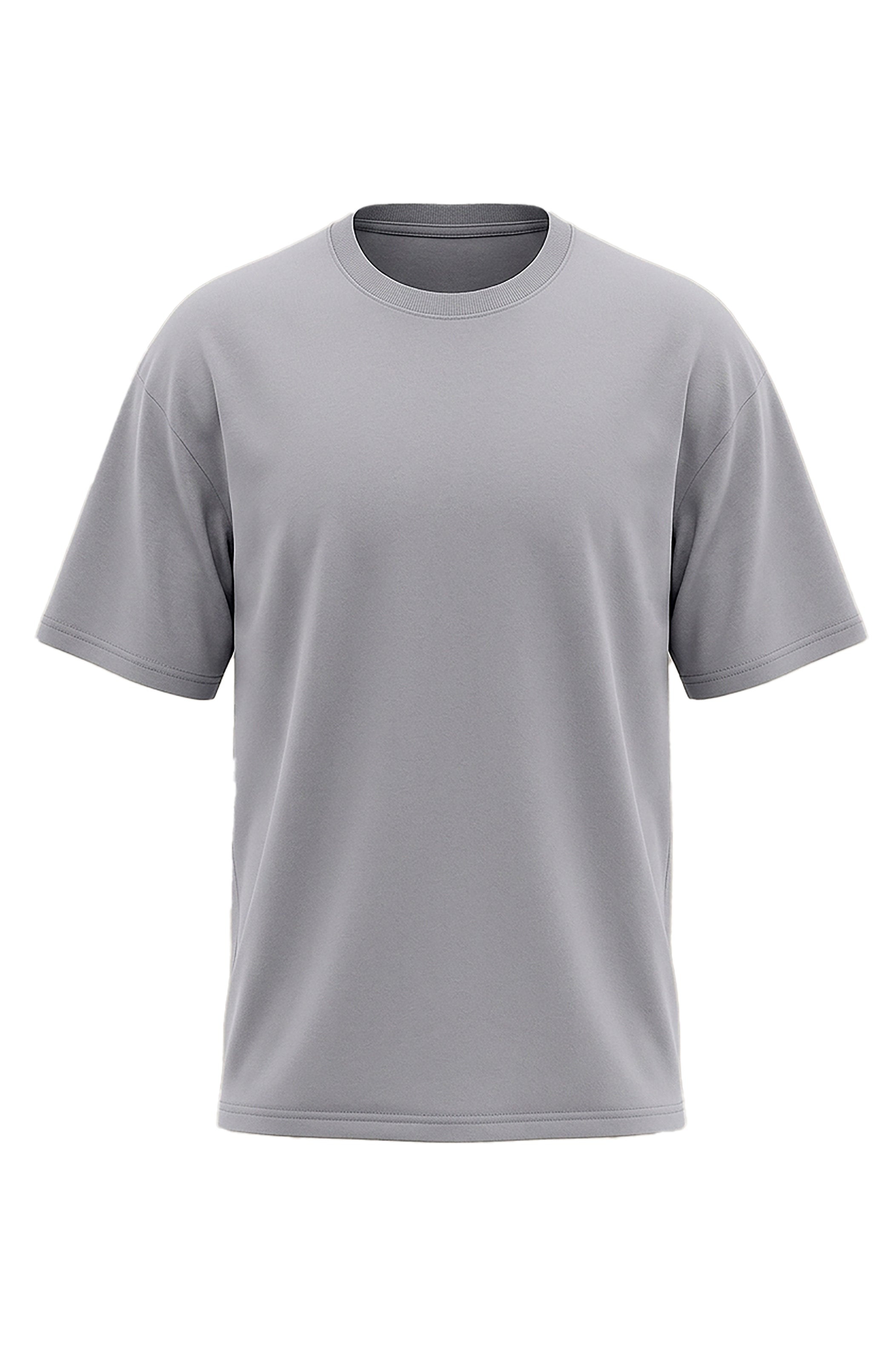 Grey Half-Oversized Basic T-Shirt
