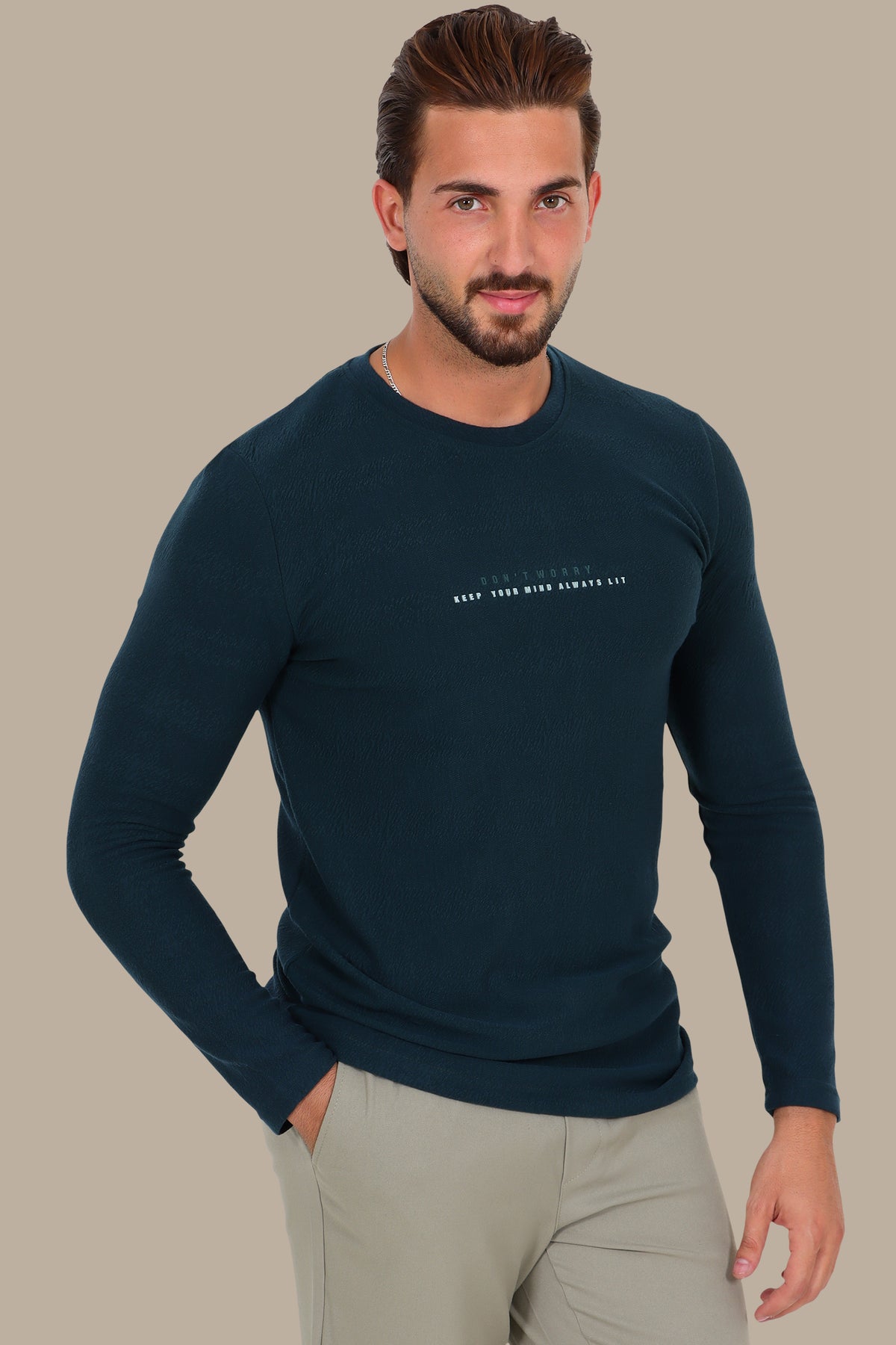 Dark Green “Don't Worry” Bubbles Long Sleeve