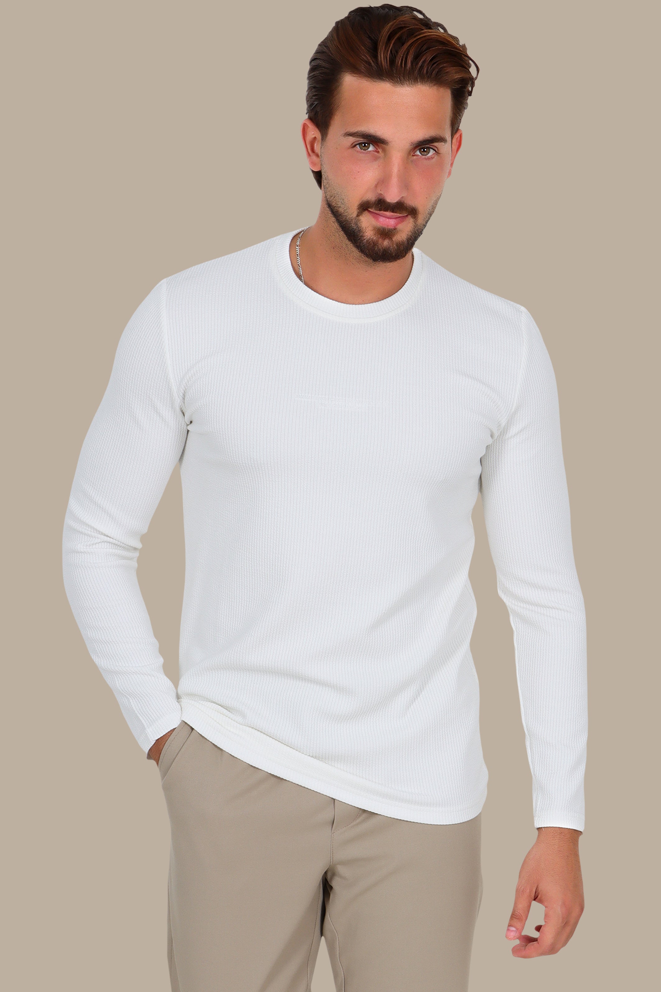 White “Who Checks” Ribbed Long Sleeve