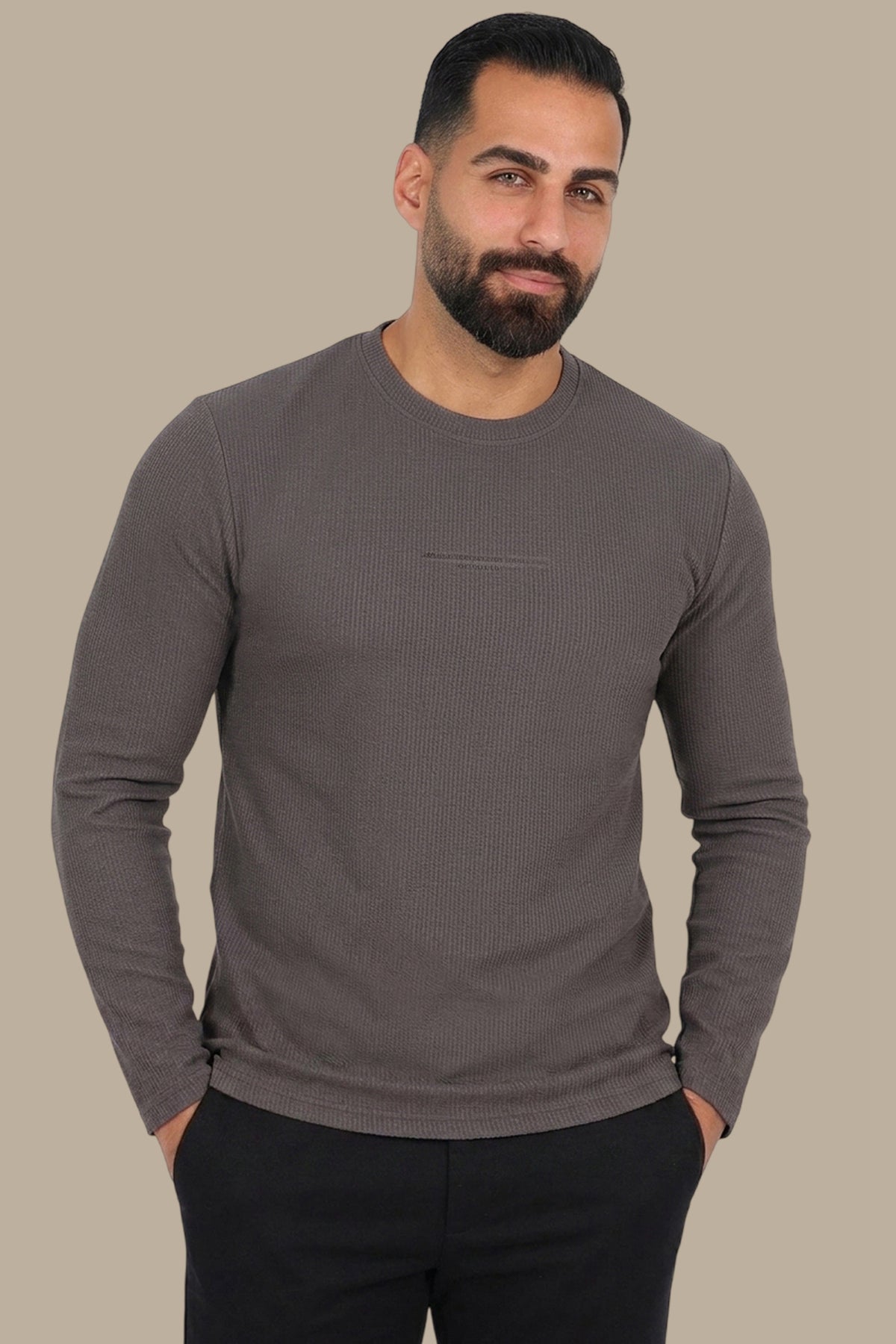 Mocha “Who Checks” Ribbed Long Sleeve