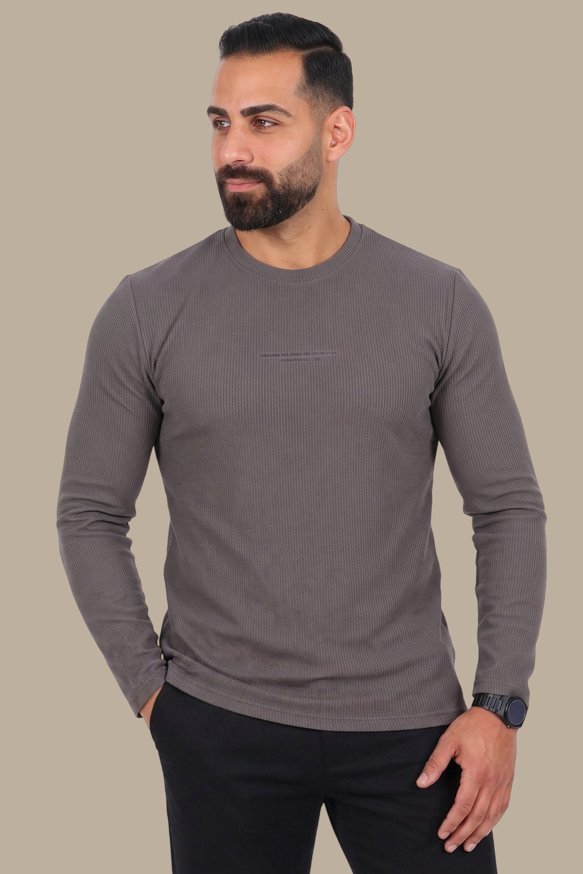 Mocha “Who Checks” Ribbed Long Sleeve