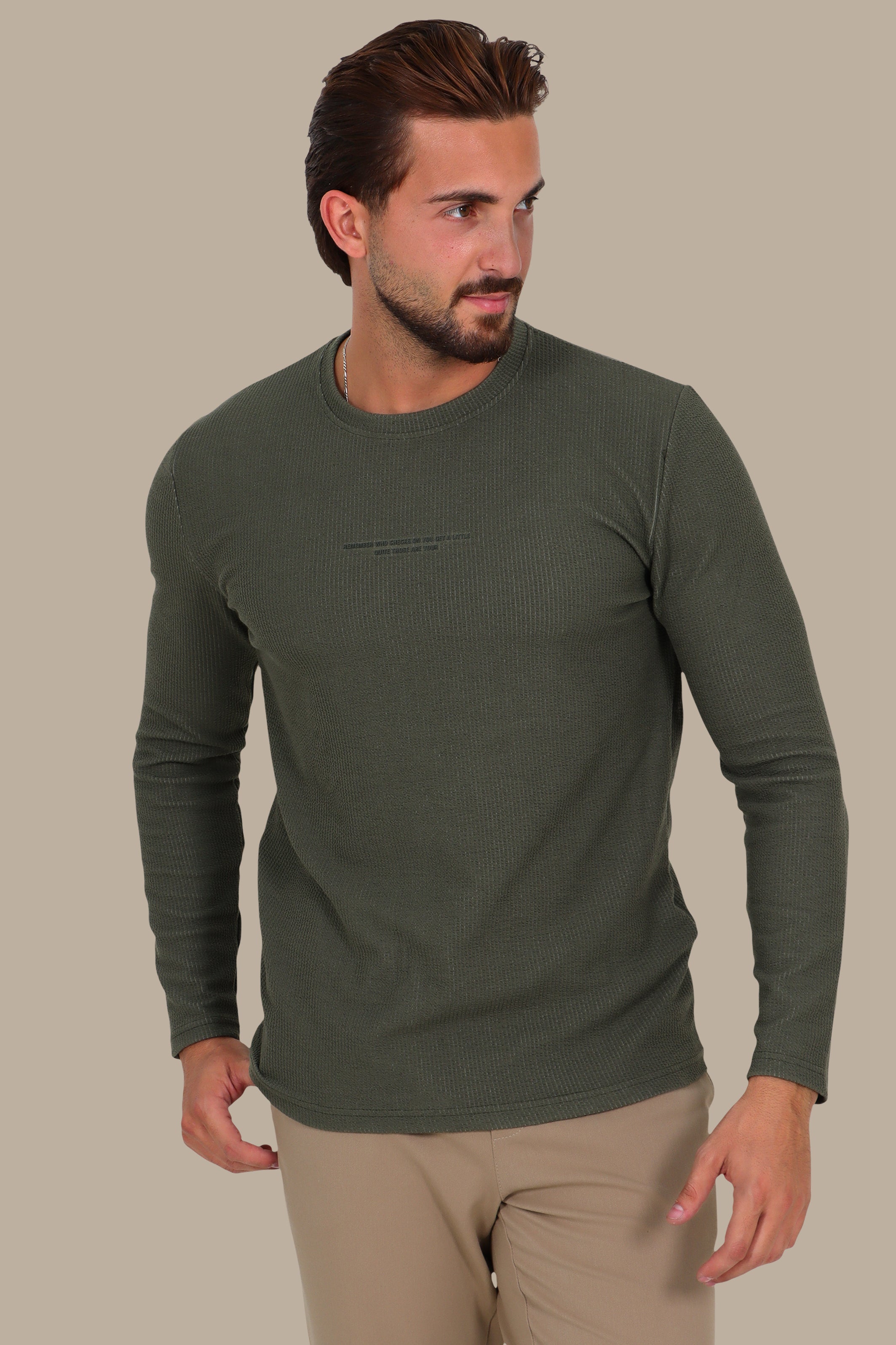 Olive “Who Checks” Ribbed Long Sleeve