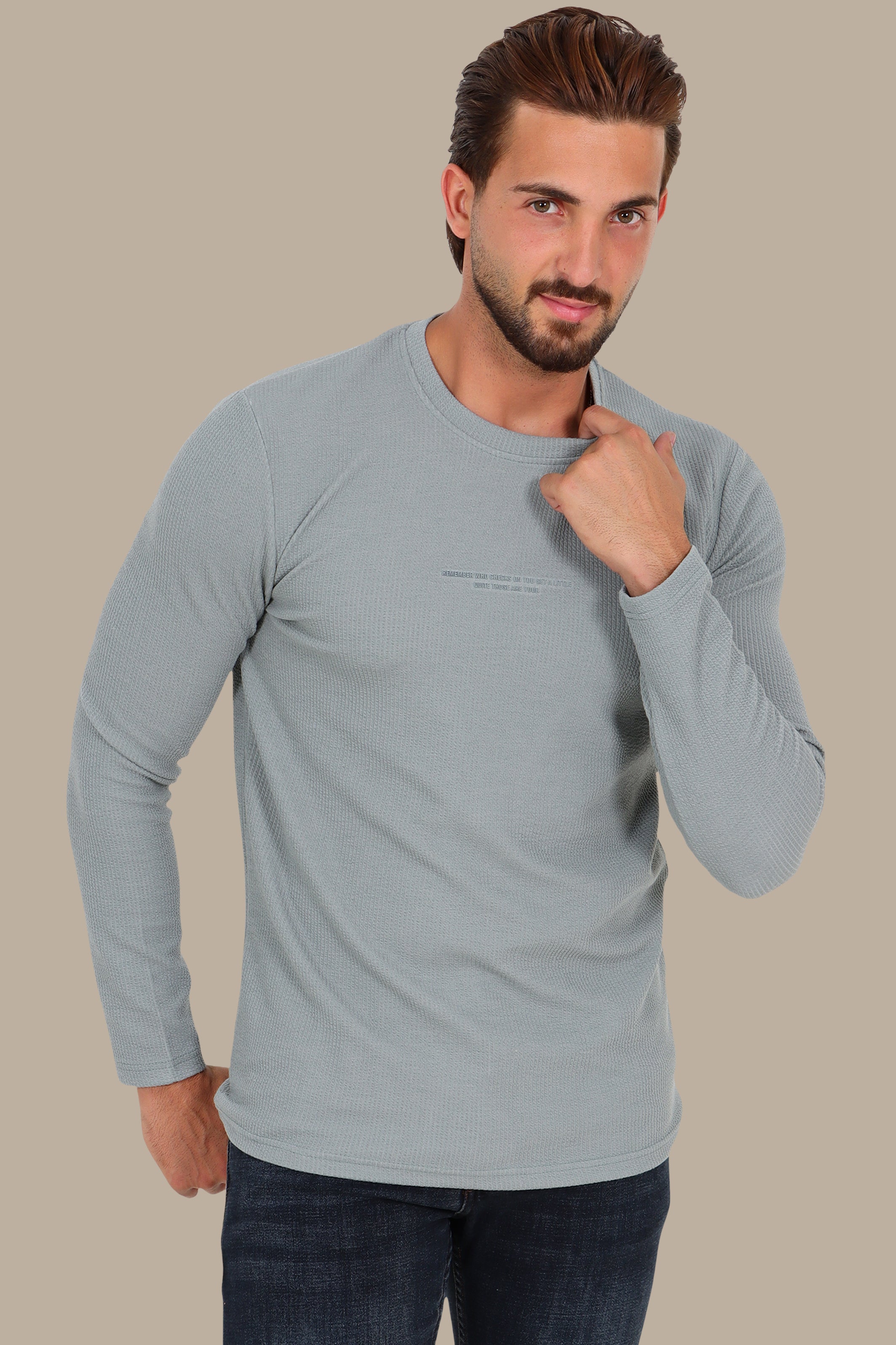 Grey “Who Checks” Ribbed Long Sleeve