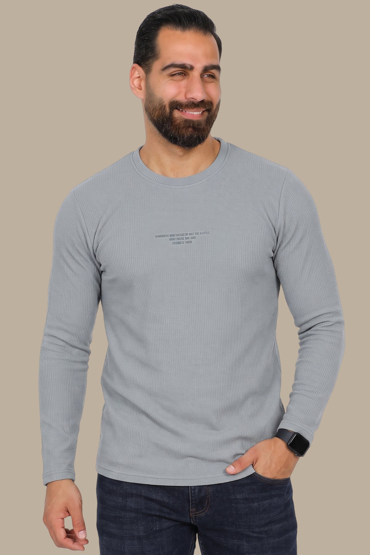 Grey “Who Checks” Ribbed Long Sleeve