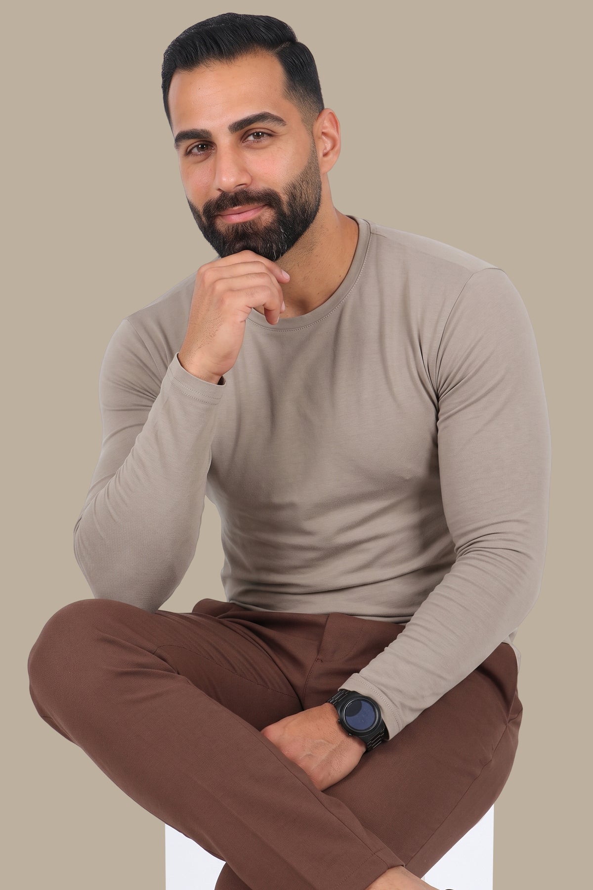 Mocha Basic Long Sleeve Top