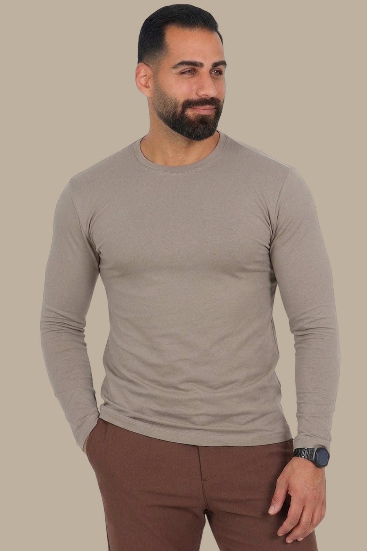 Mocha Basic Long Sleeve Top