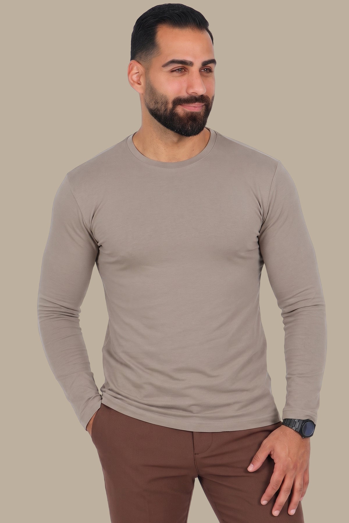 Mocha Basic Long Sleeve Top