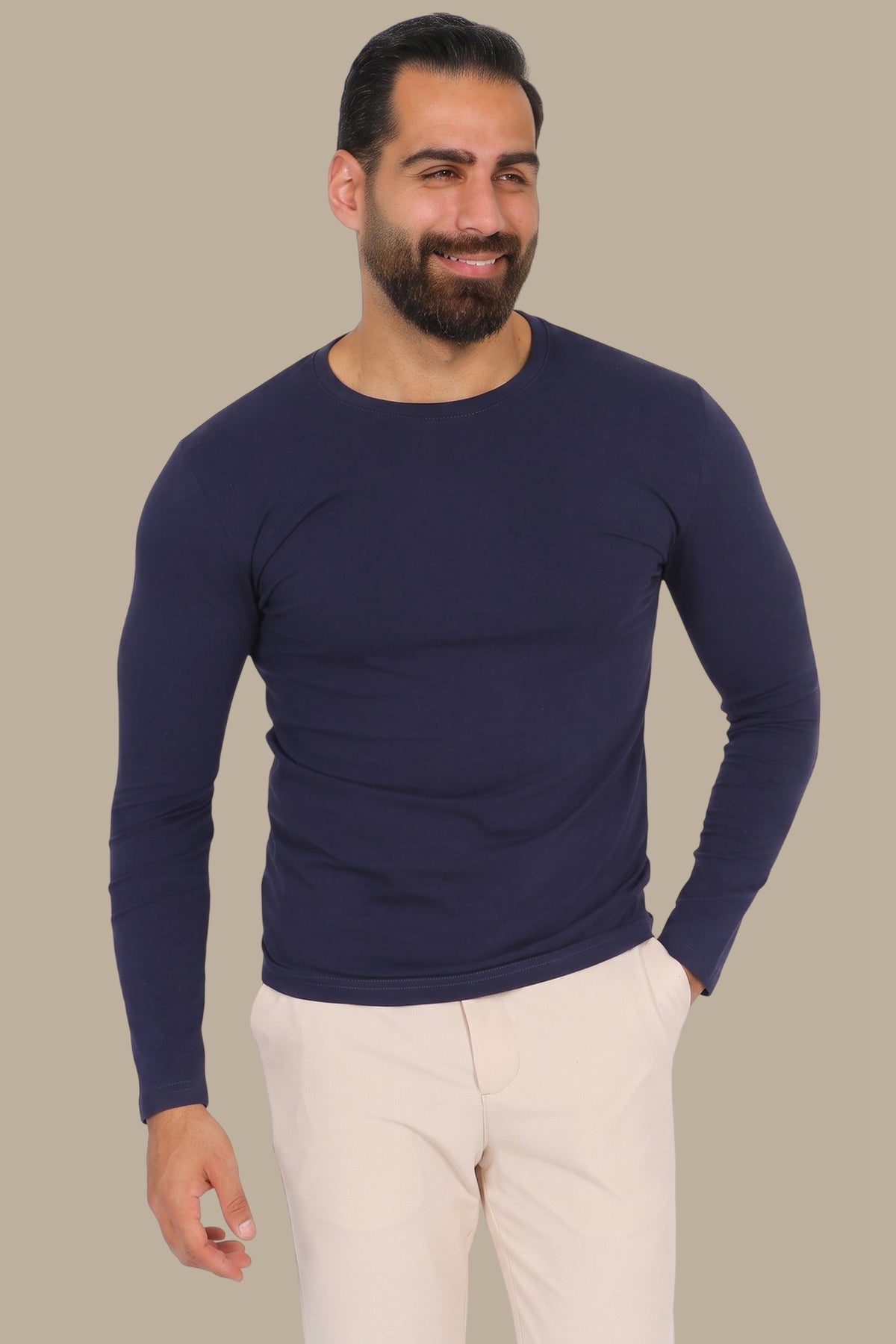 Navy Basic Long Sleeve Top