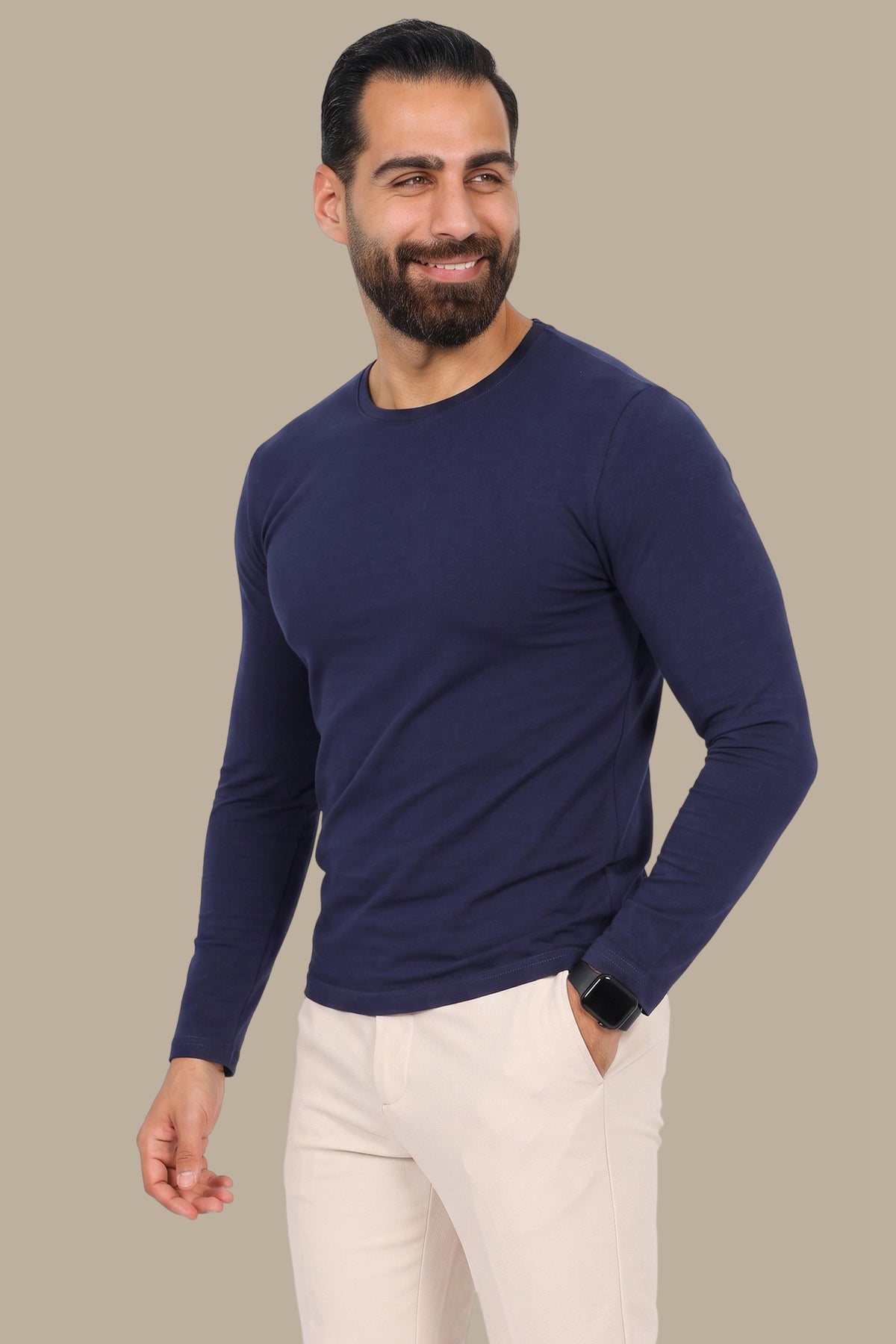Navy Basic Long Sleeve Top