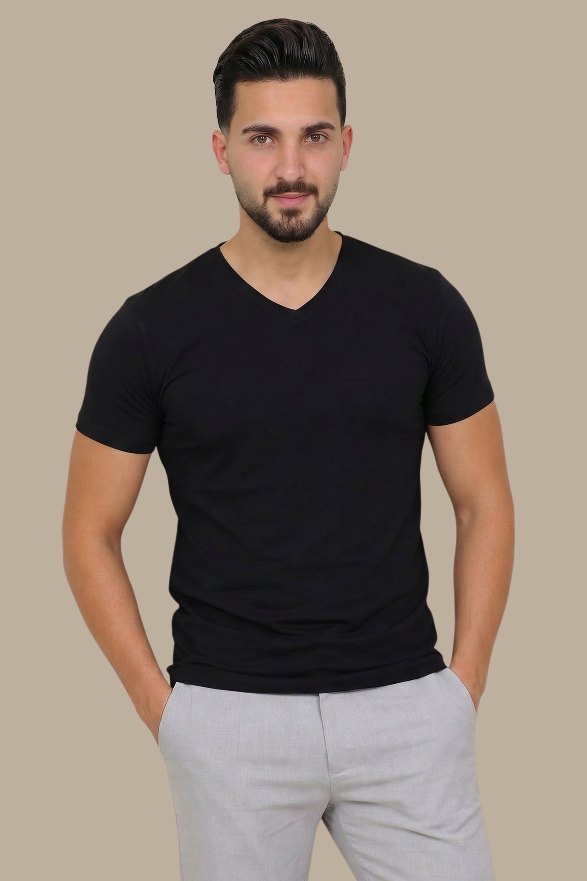 V-Neck Basic Short Sleeve T-Shirt