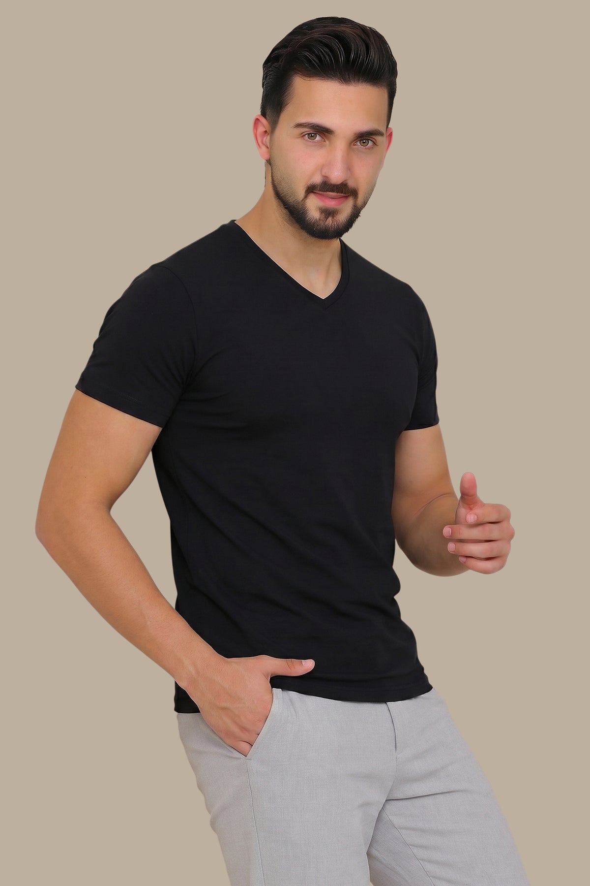 V-Neck Basic Short Sleeve T-Shirt