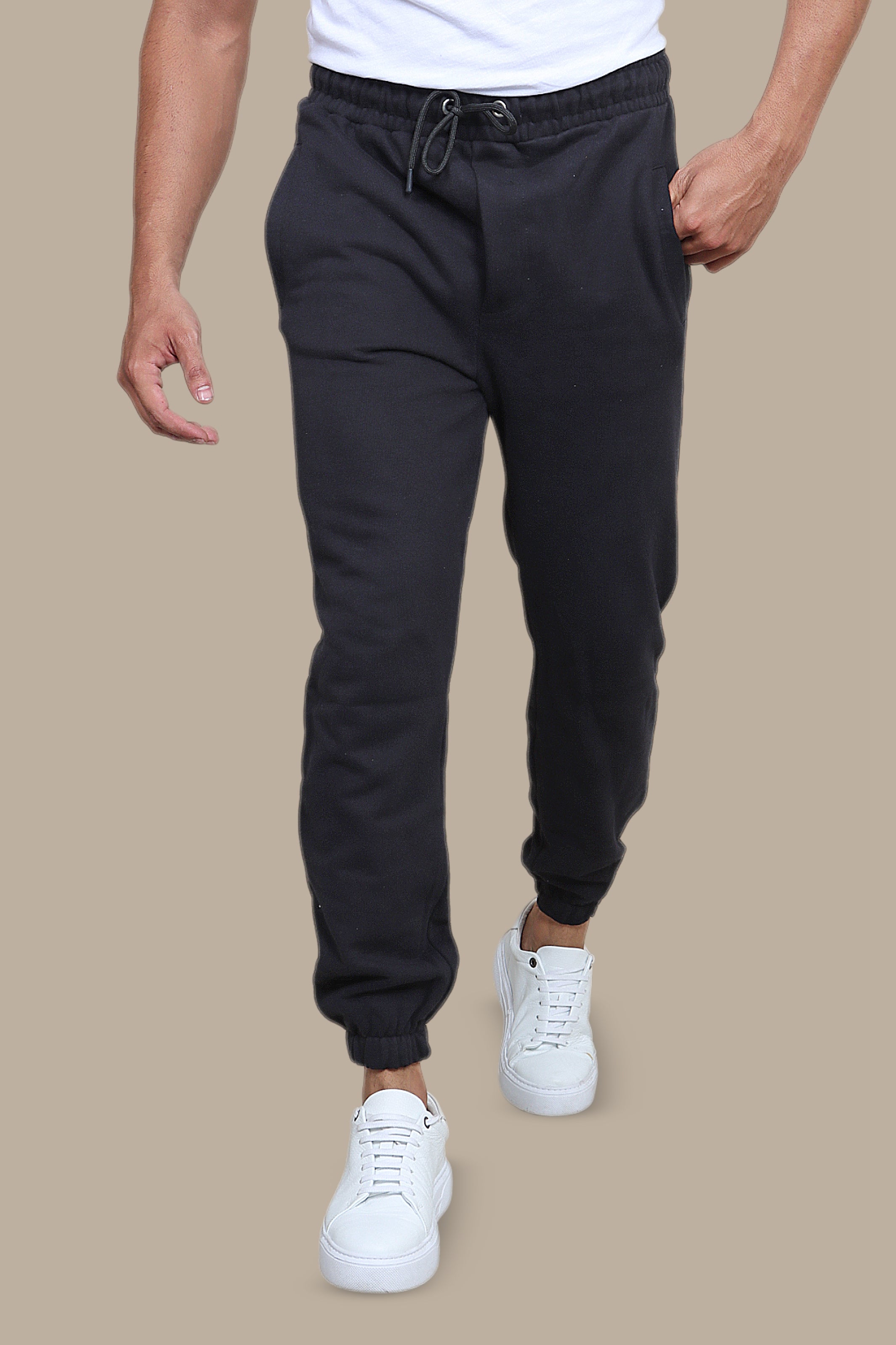 Black Oversized Joggers: Ankle Band Comfort