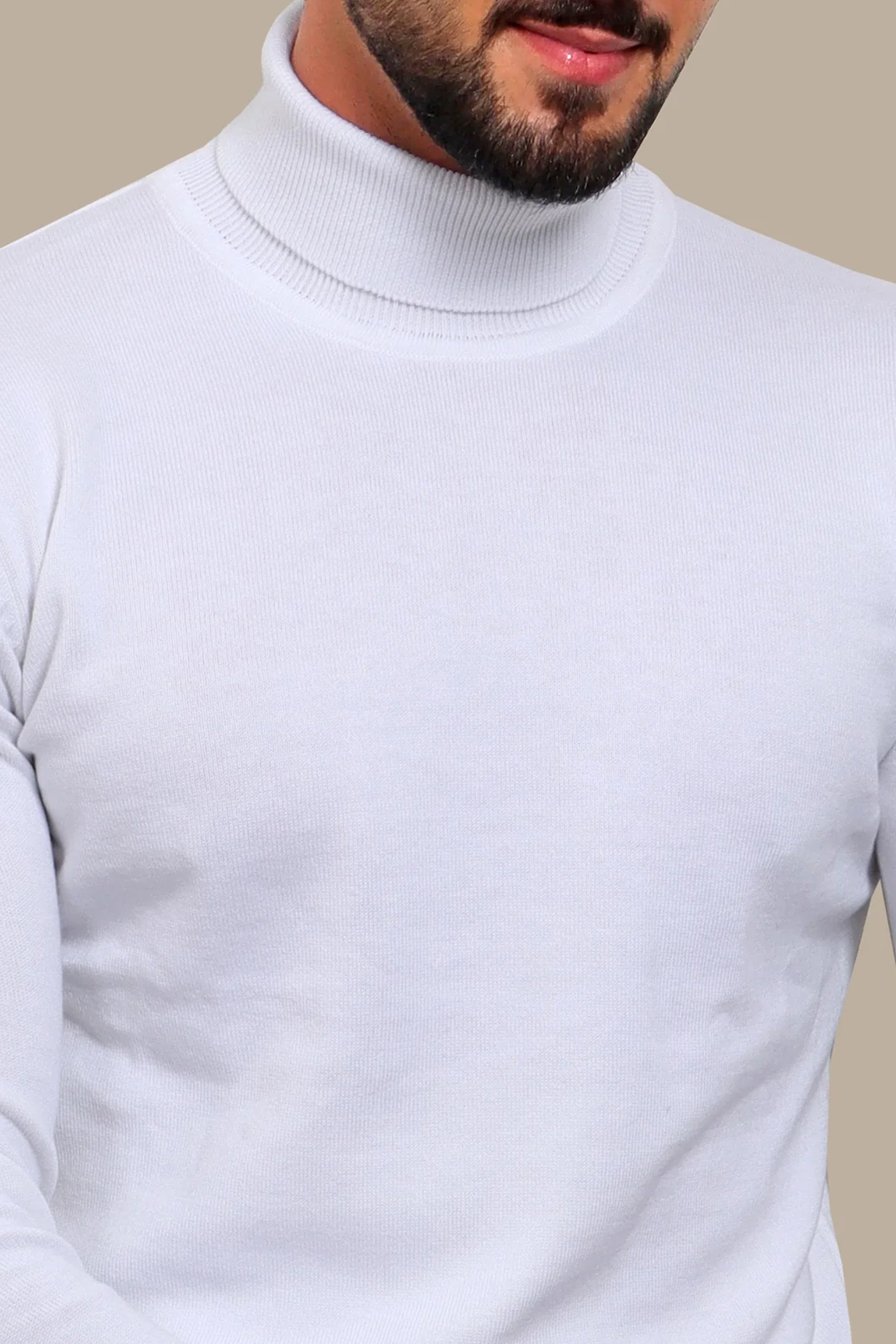 White Turtle Neck Basic Sweater