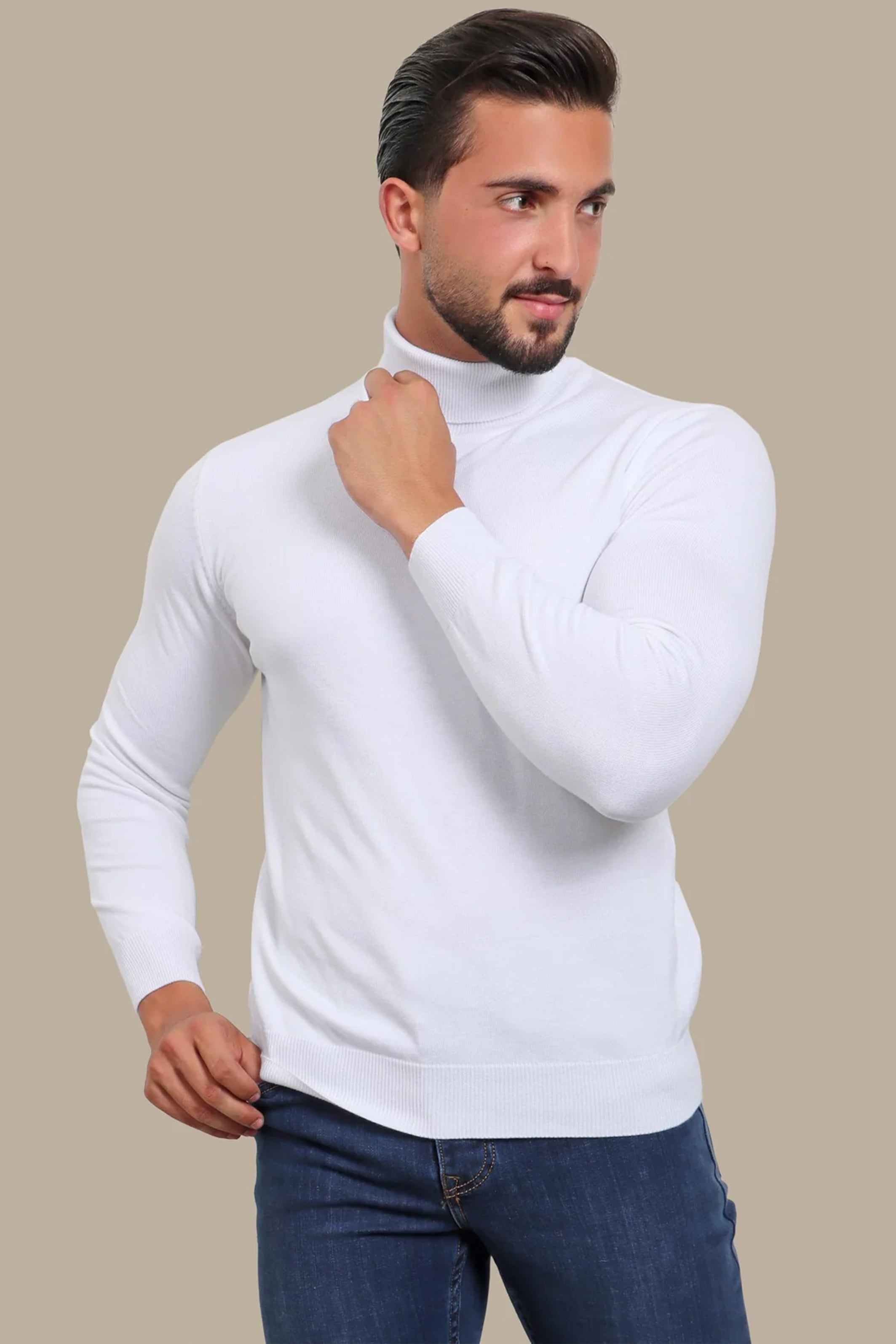 White Turtle Neck Basic Sweater