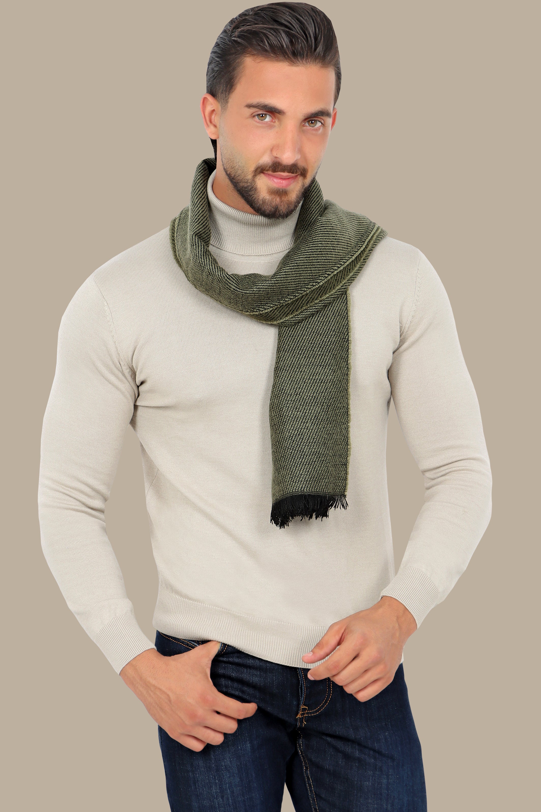 Beige Turtle Neck Basic Sweater