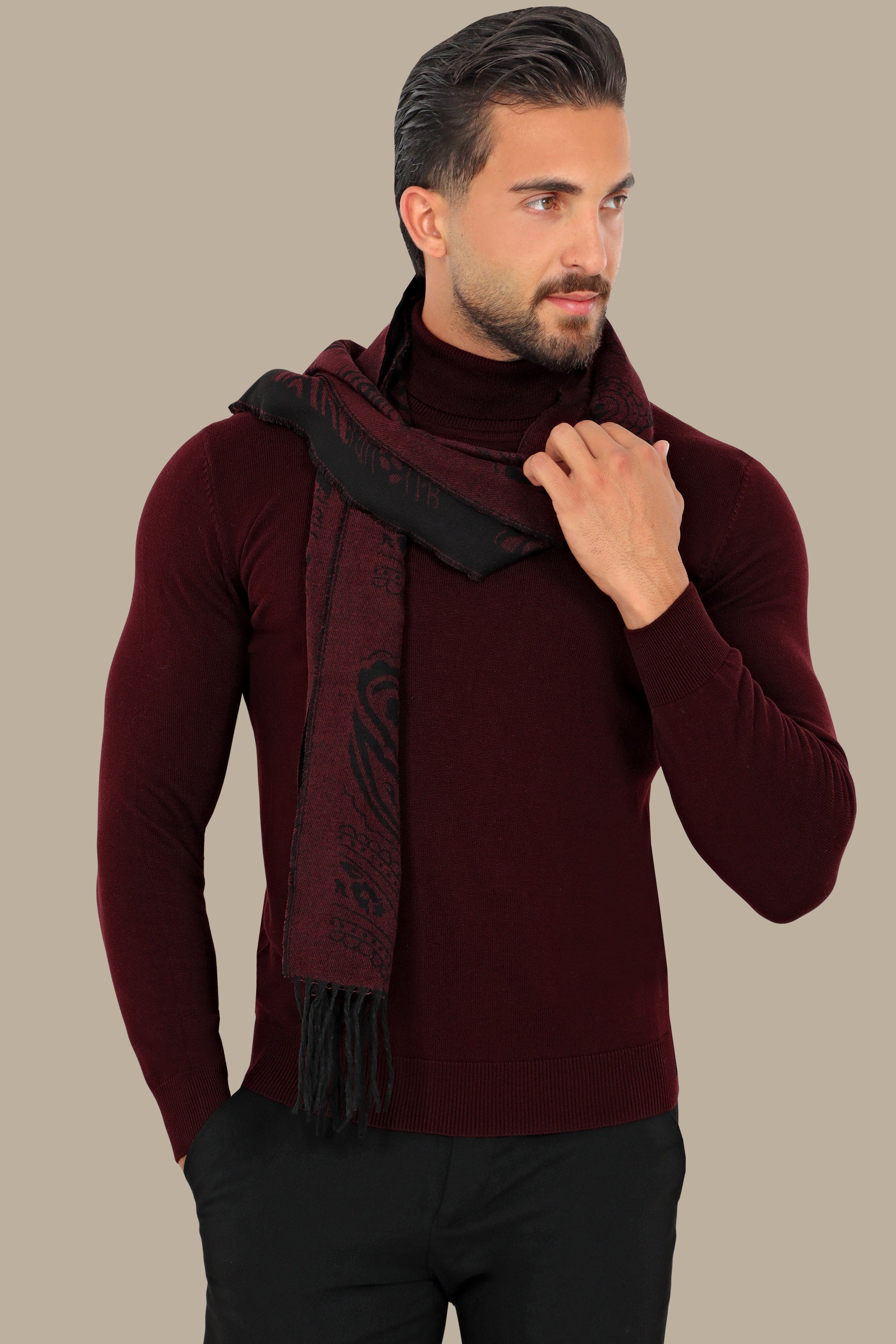 Burgundy Turtle Neck Basic Sweater