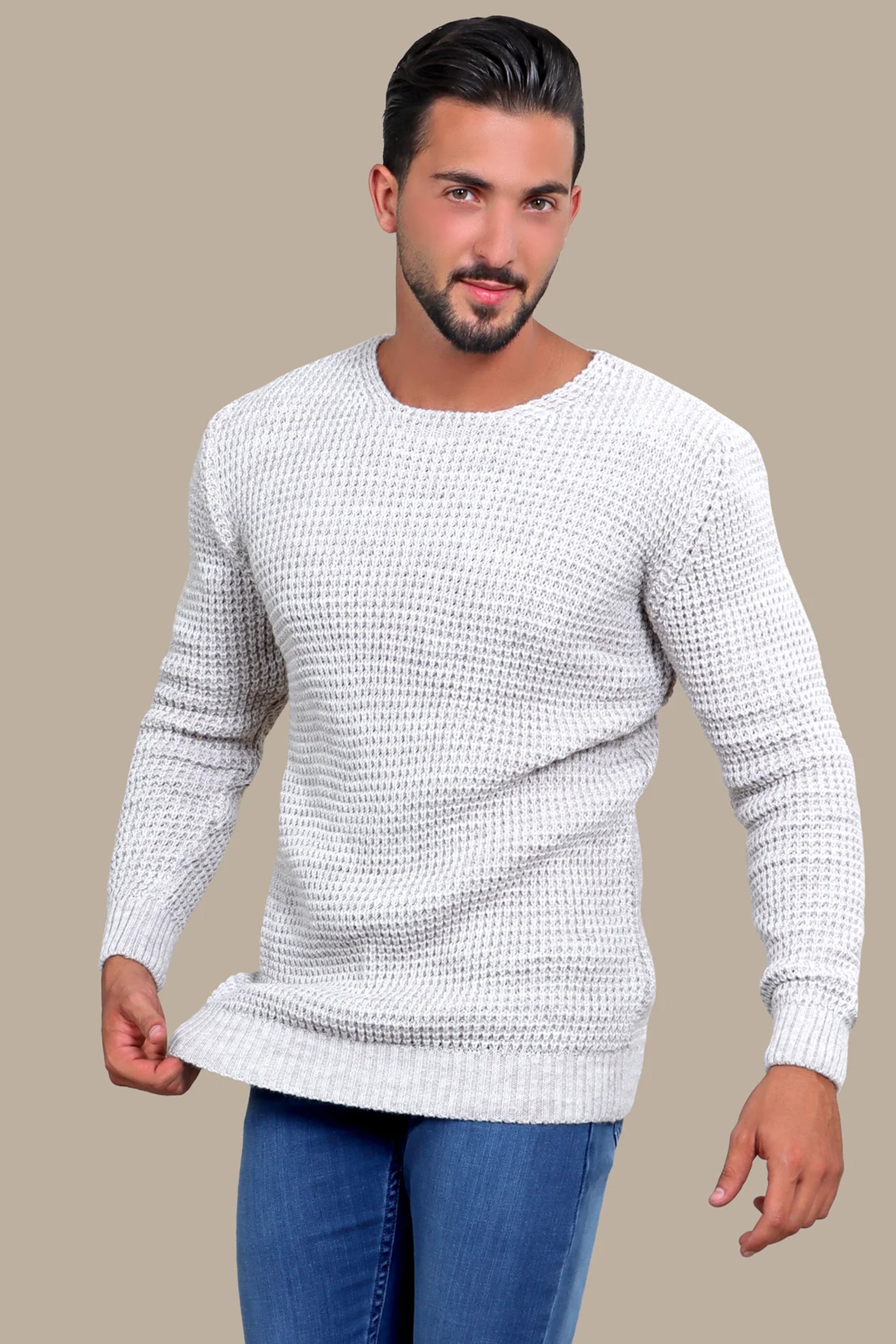 Sweater Knitted Open Neck | Beige