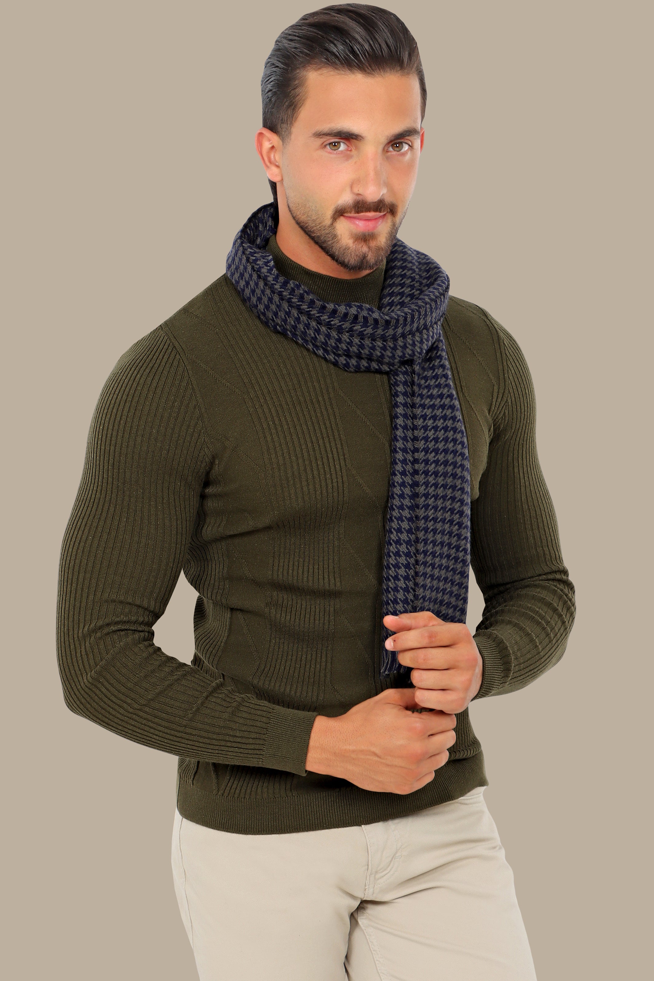 Green High Neck Ribbed Sweater