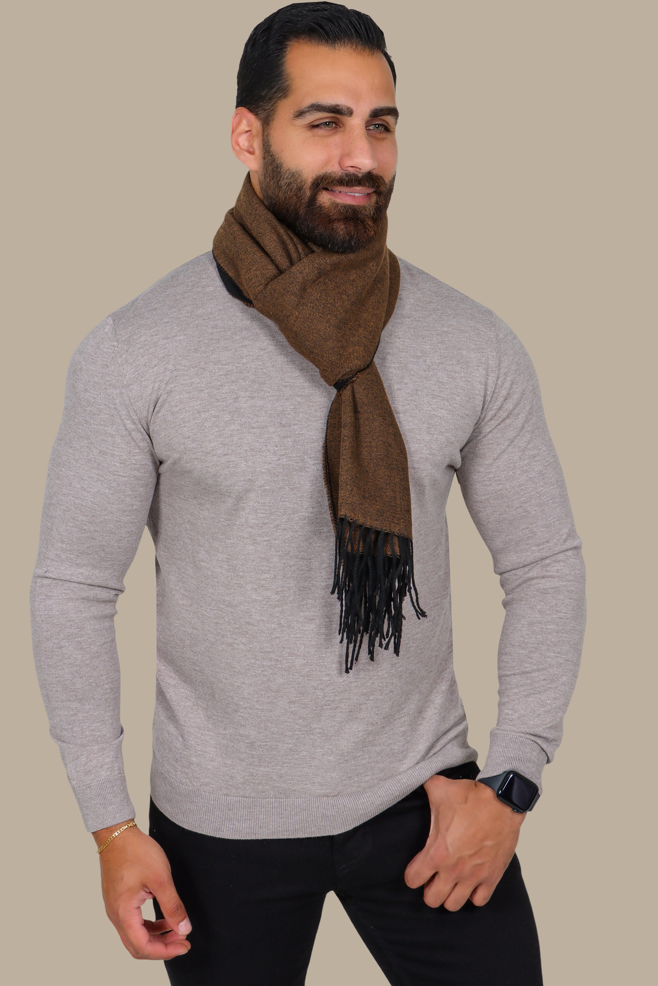 Beige Basic Round Neck Sweater