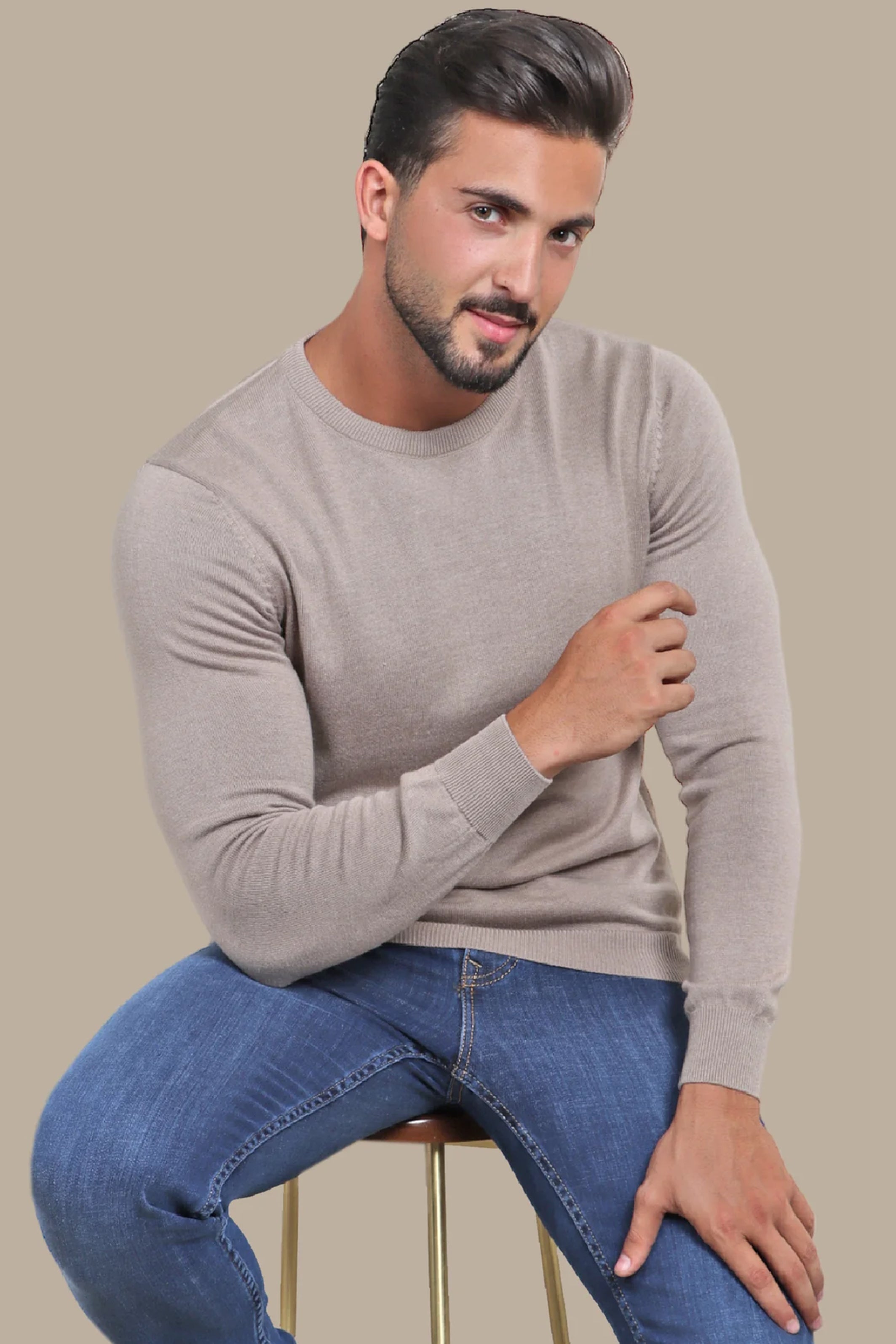 Sweater R-Neck Basic | Camel