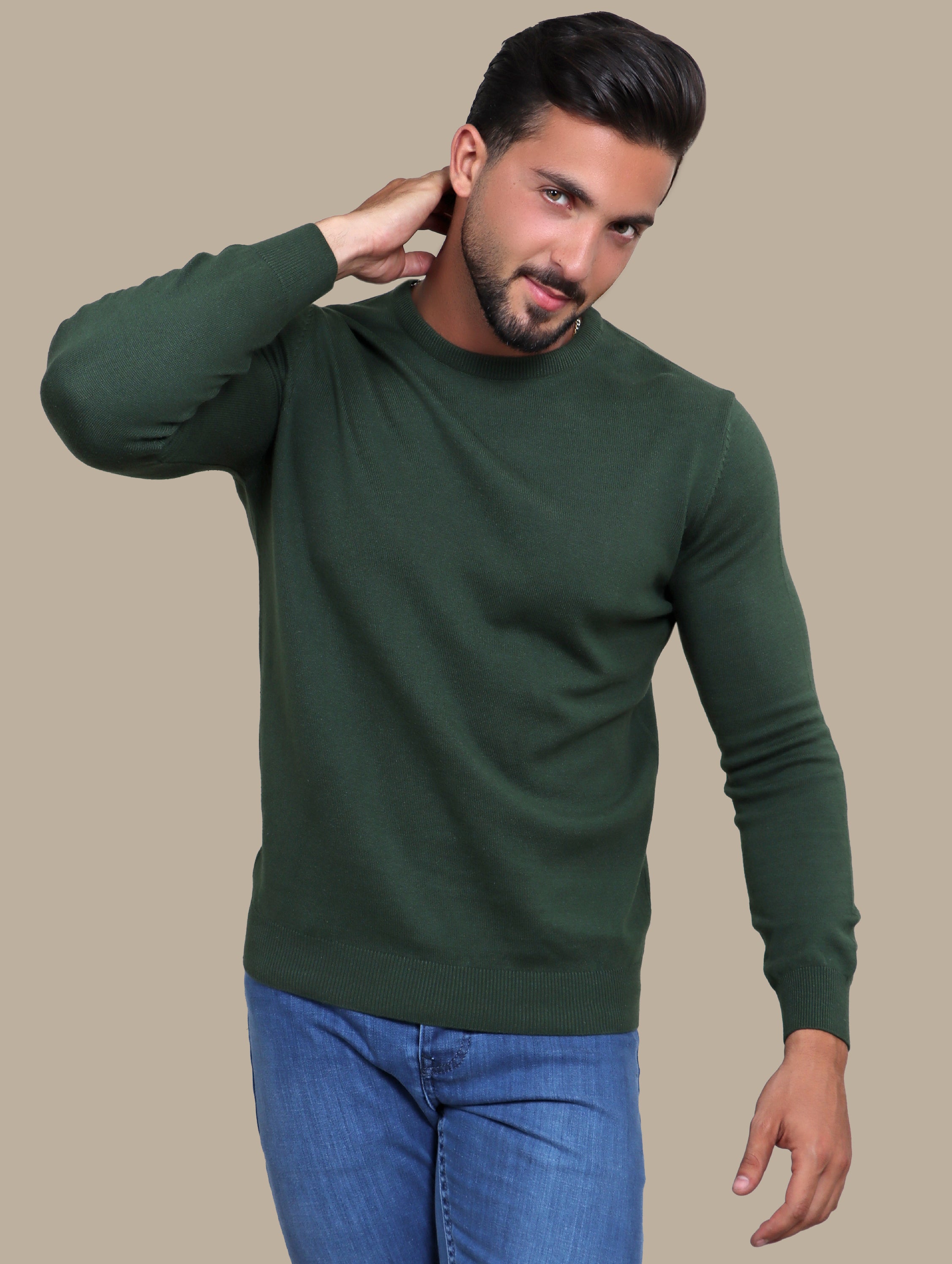 Sweater R-Neck Basic | Dark Green