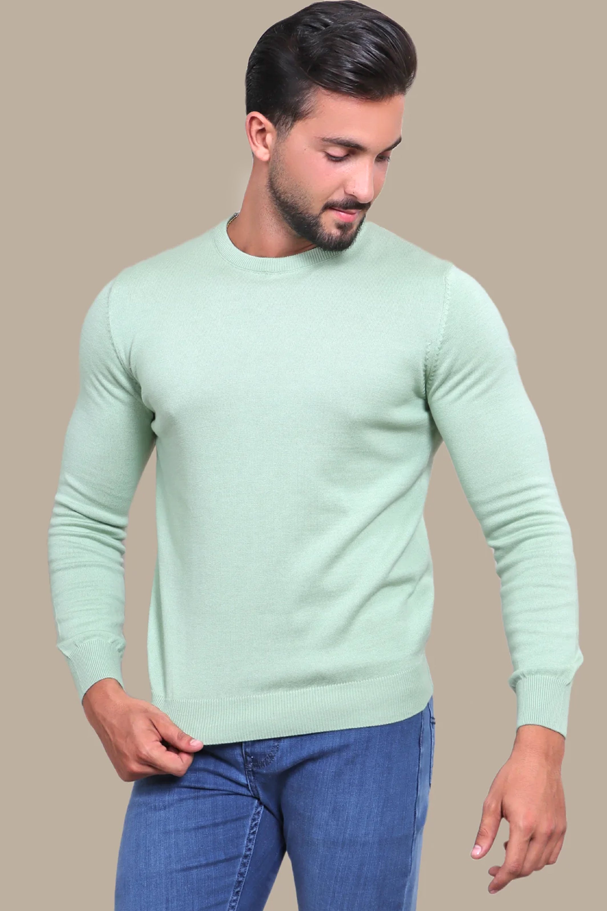 Sweater R-Neck Basic | Pistache