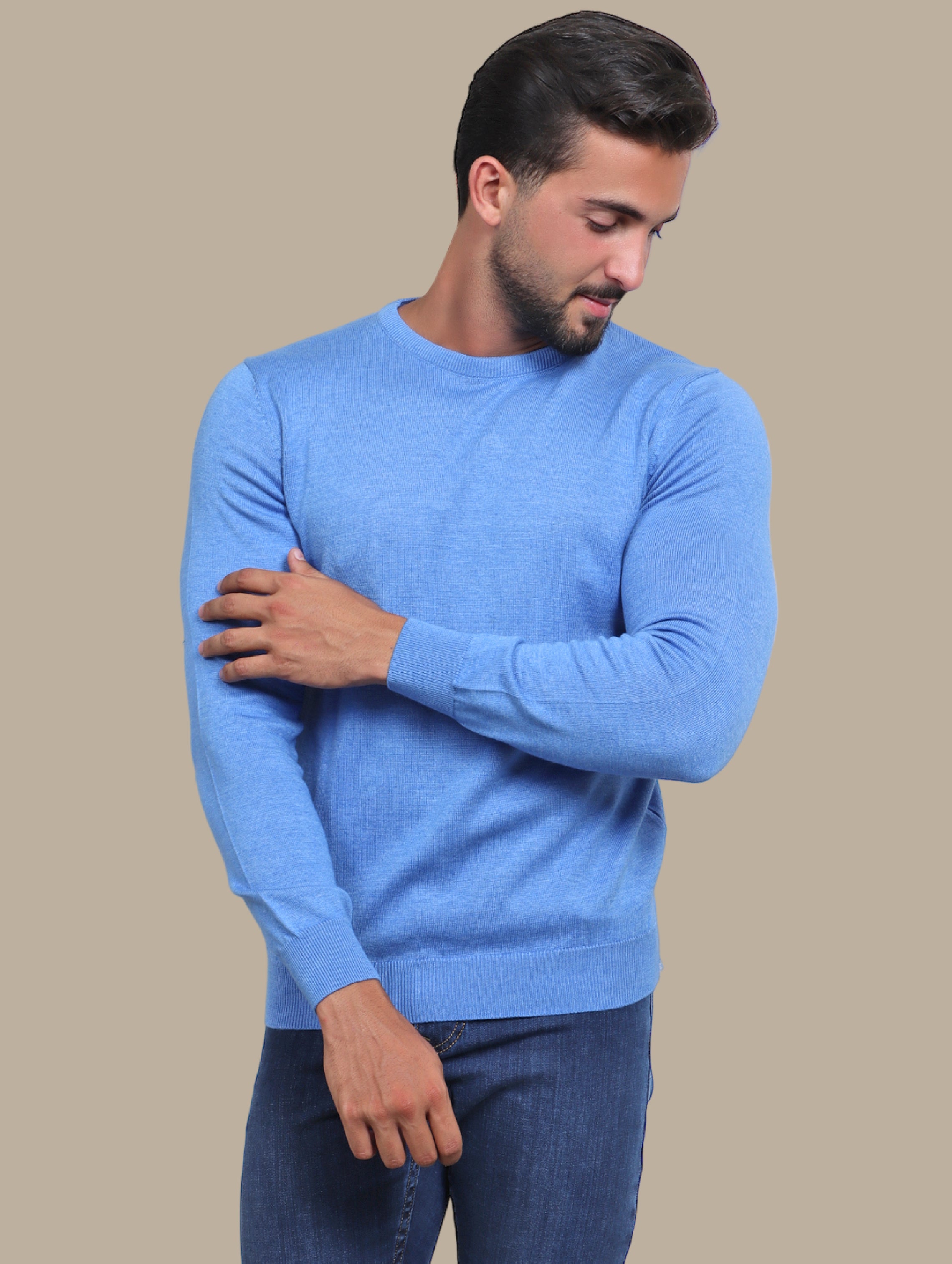 Blue  R-Neck Basic Sweater