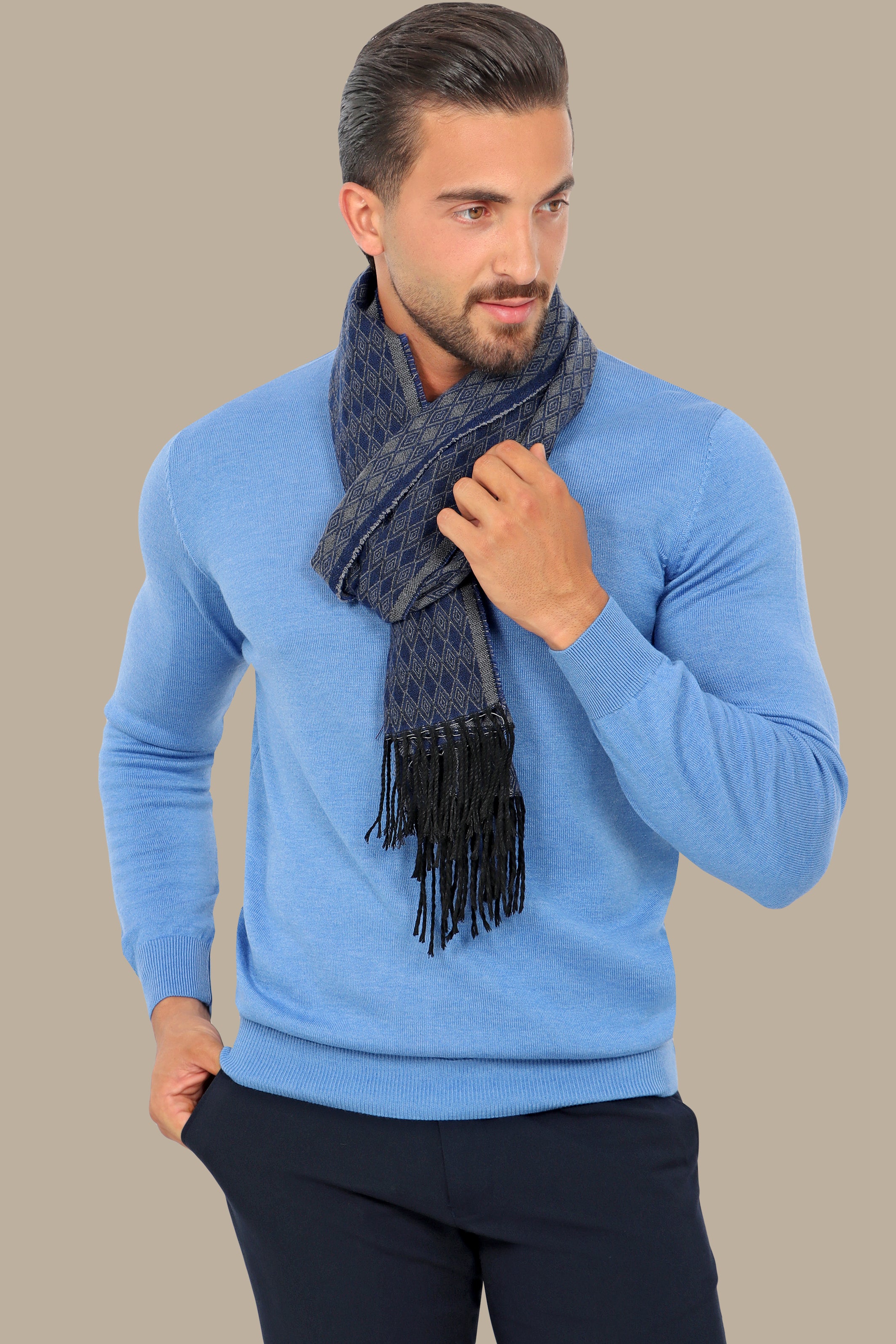 Blue  R-Neck Basic Sweater