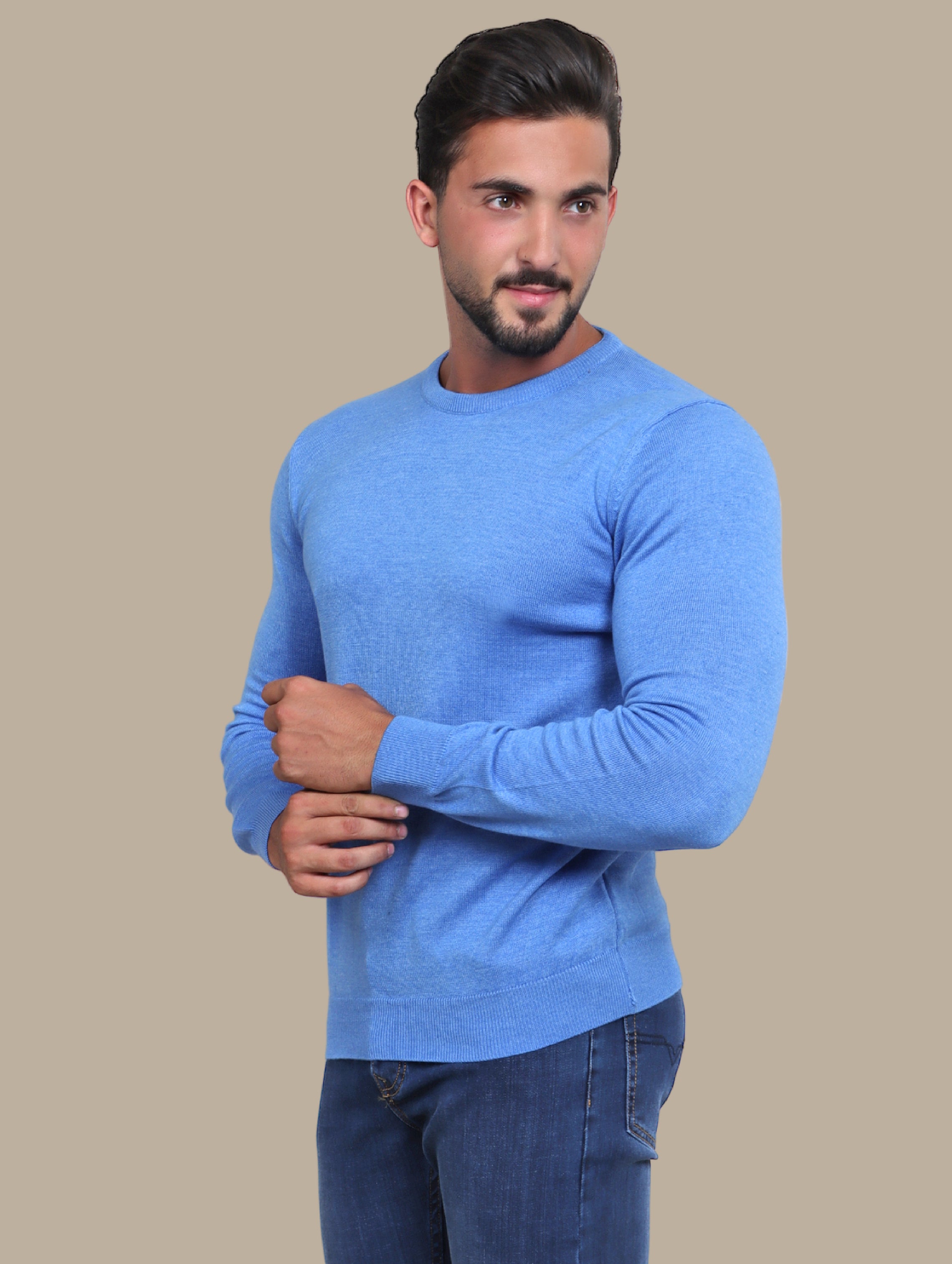 Blue  R-Neck Basic Sweater