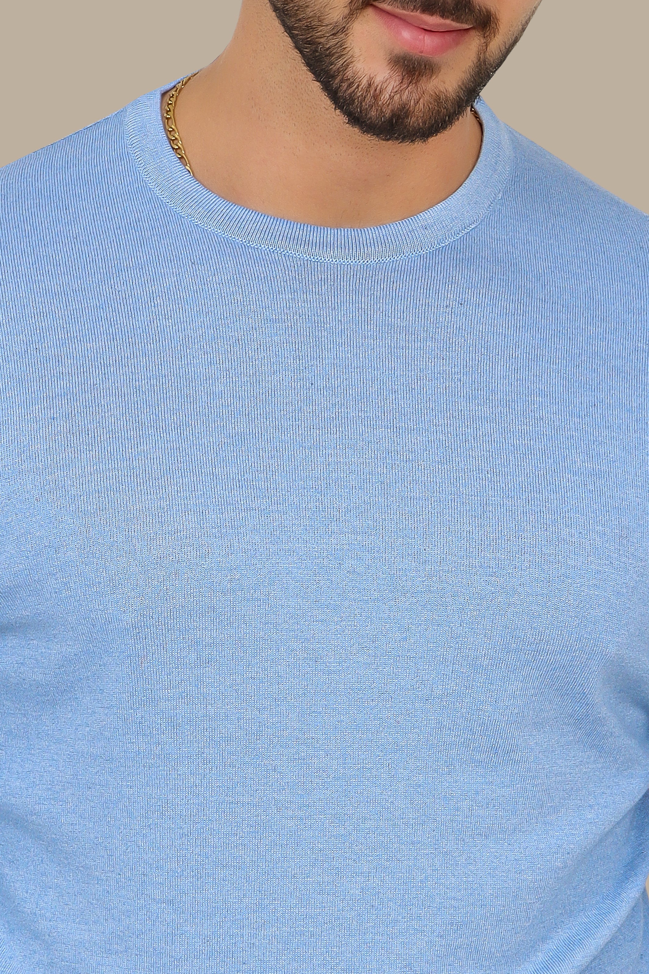 Light Blue Basic R-Neck Sweater