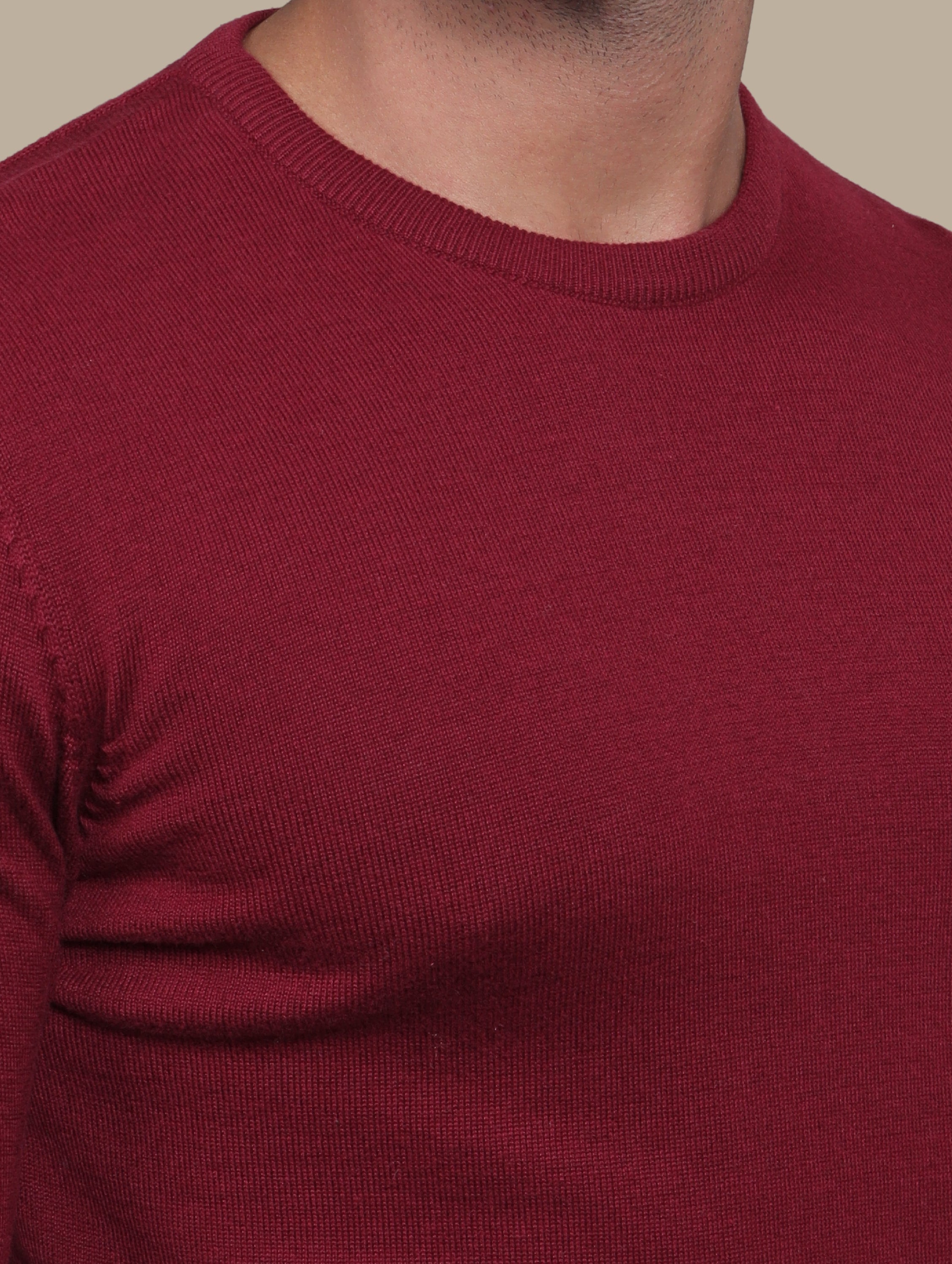 Burgundy Round Neck Basic Sweater