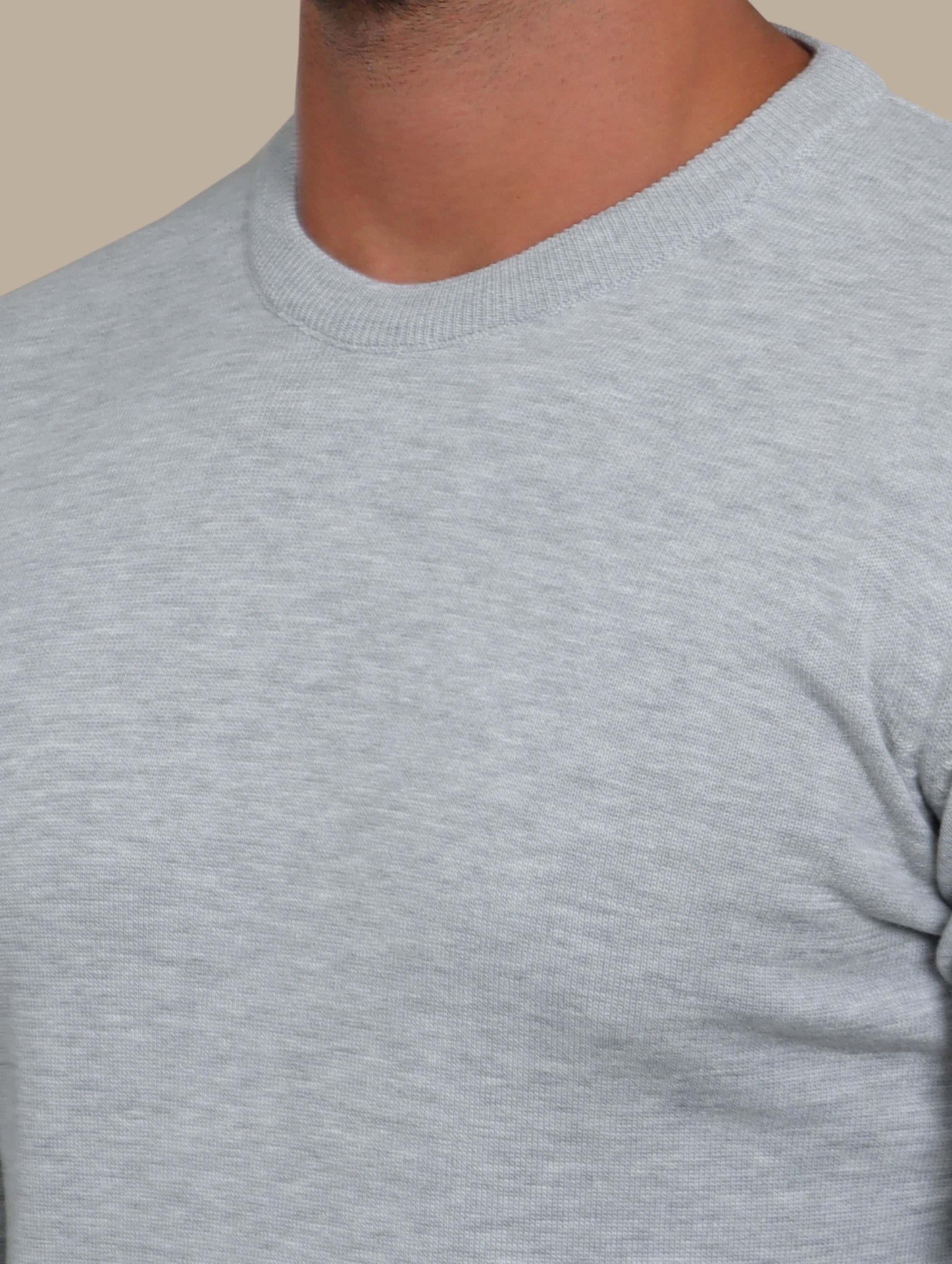 Light Grey R-Neck Basic Sweater