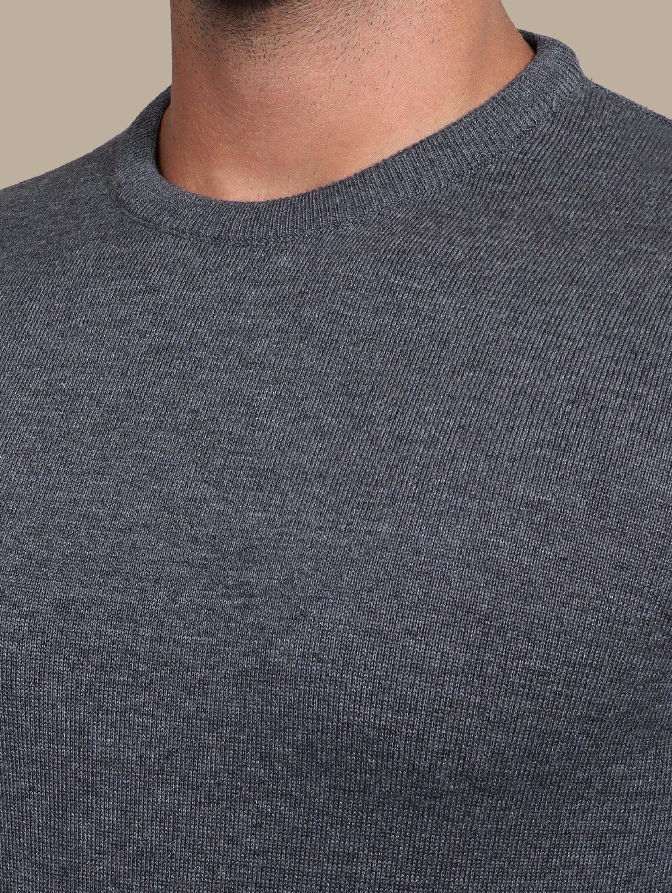 Dark Grey R-Neck Basic  Sweater