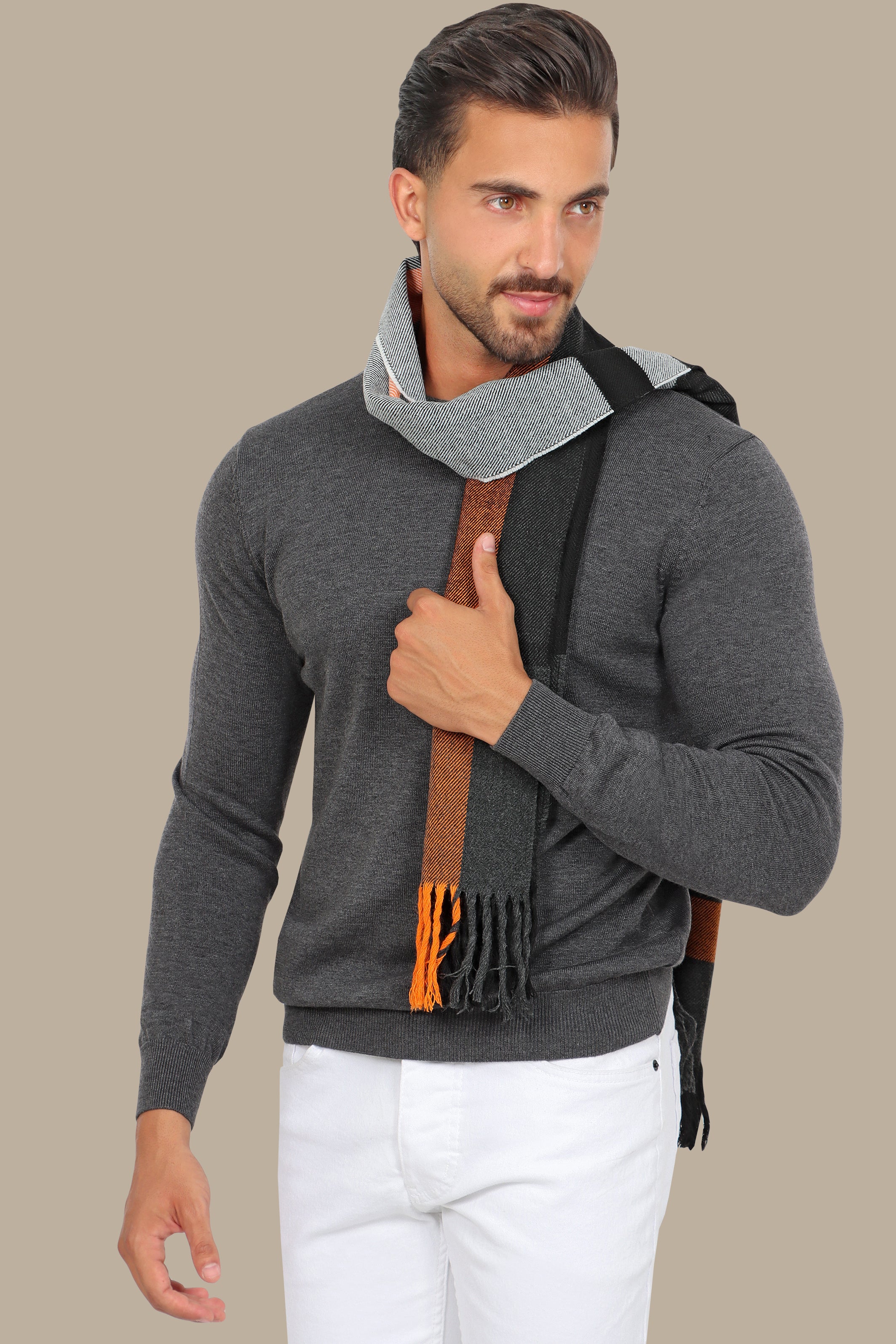 Dark Grey R-Neck Basic  Sweater