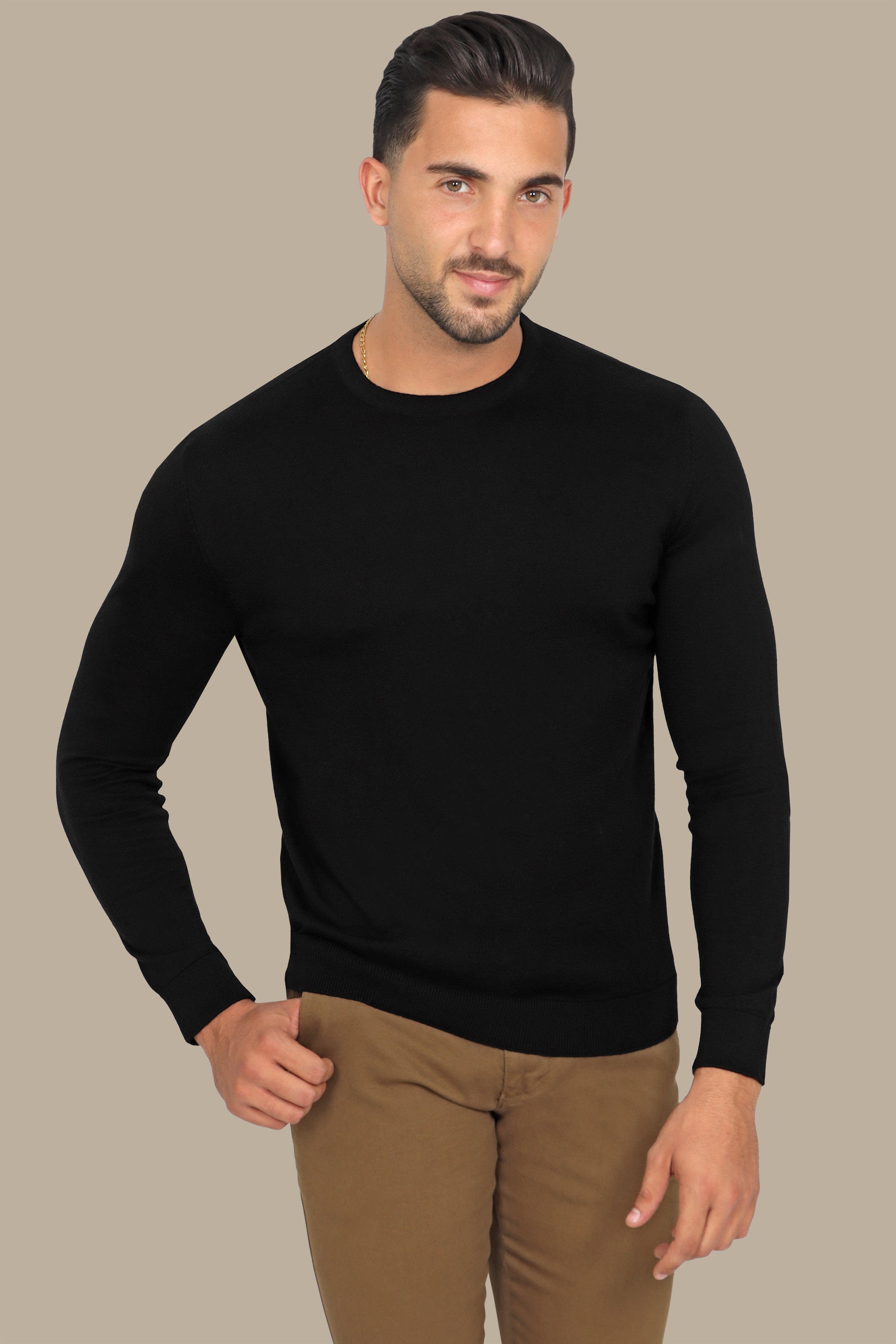 Black R-Neck Basic  Sweater