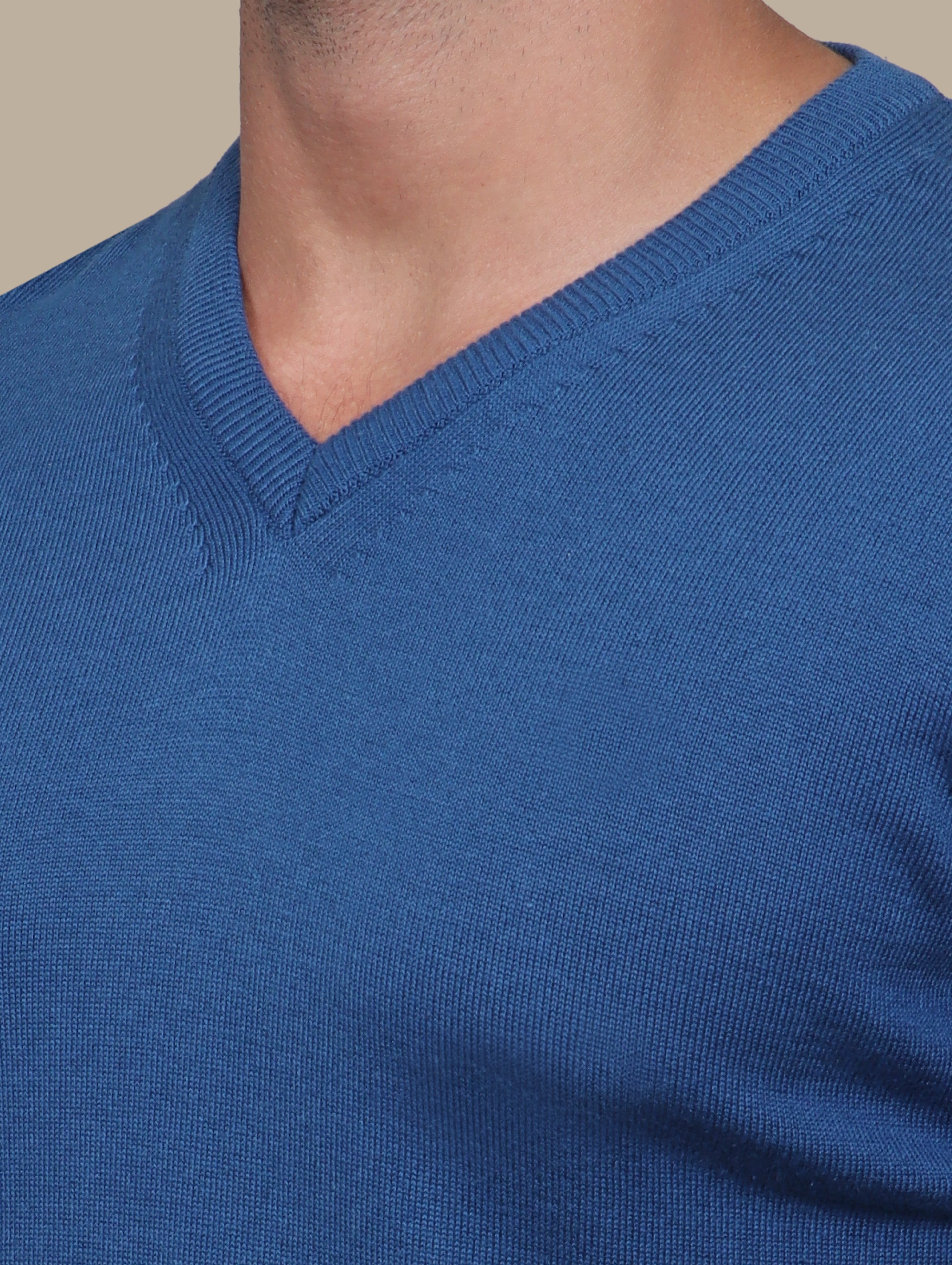 Petrol V-Neck Basic Sweater