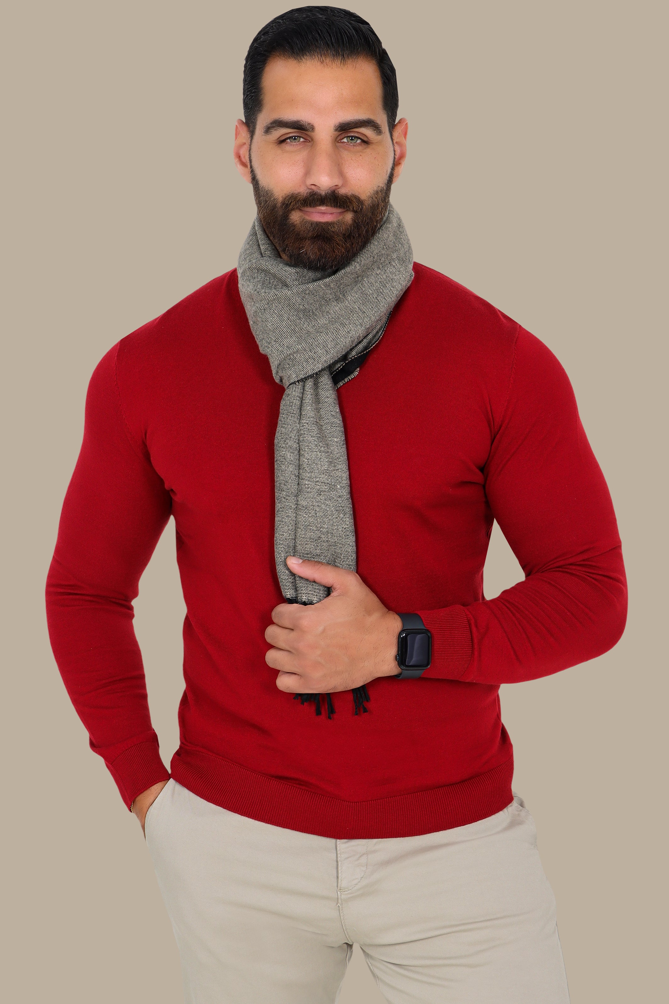 Basic Red V-Neck Sweater