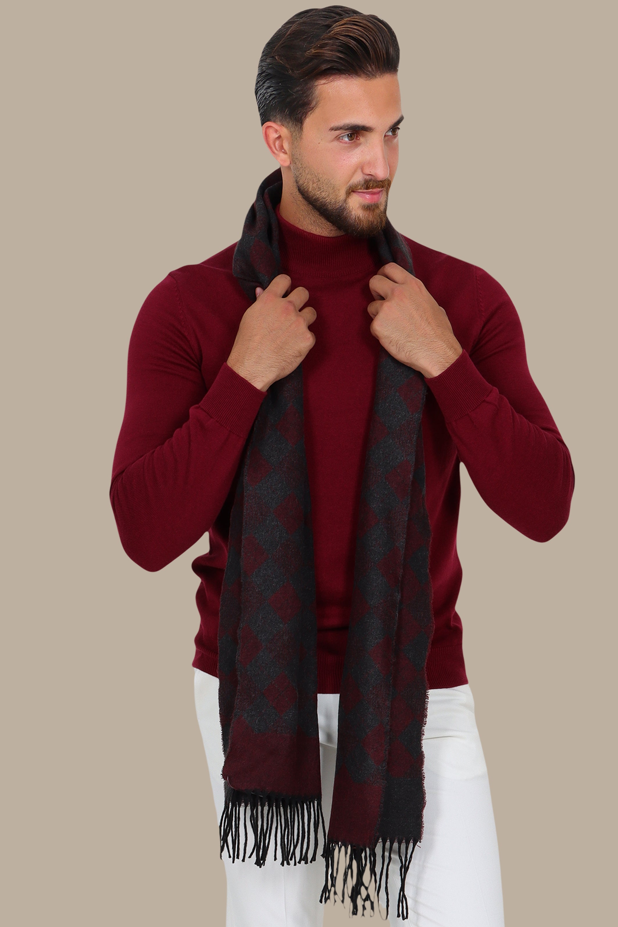 Cozy High-Neck Sweater – Burgundy