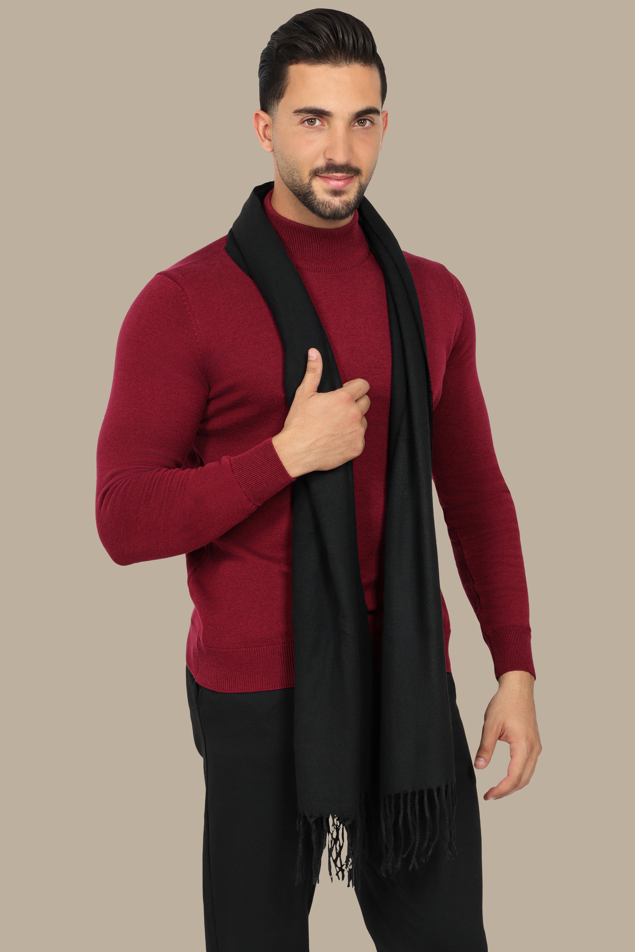 Burgundy High Neck Basic Sweater