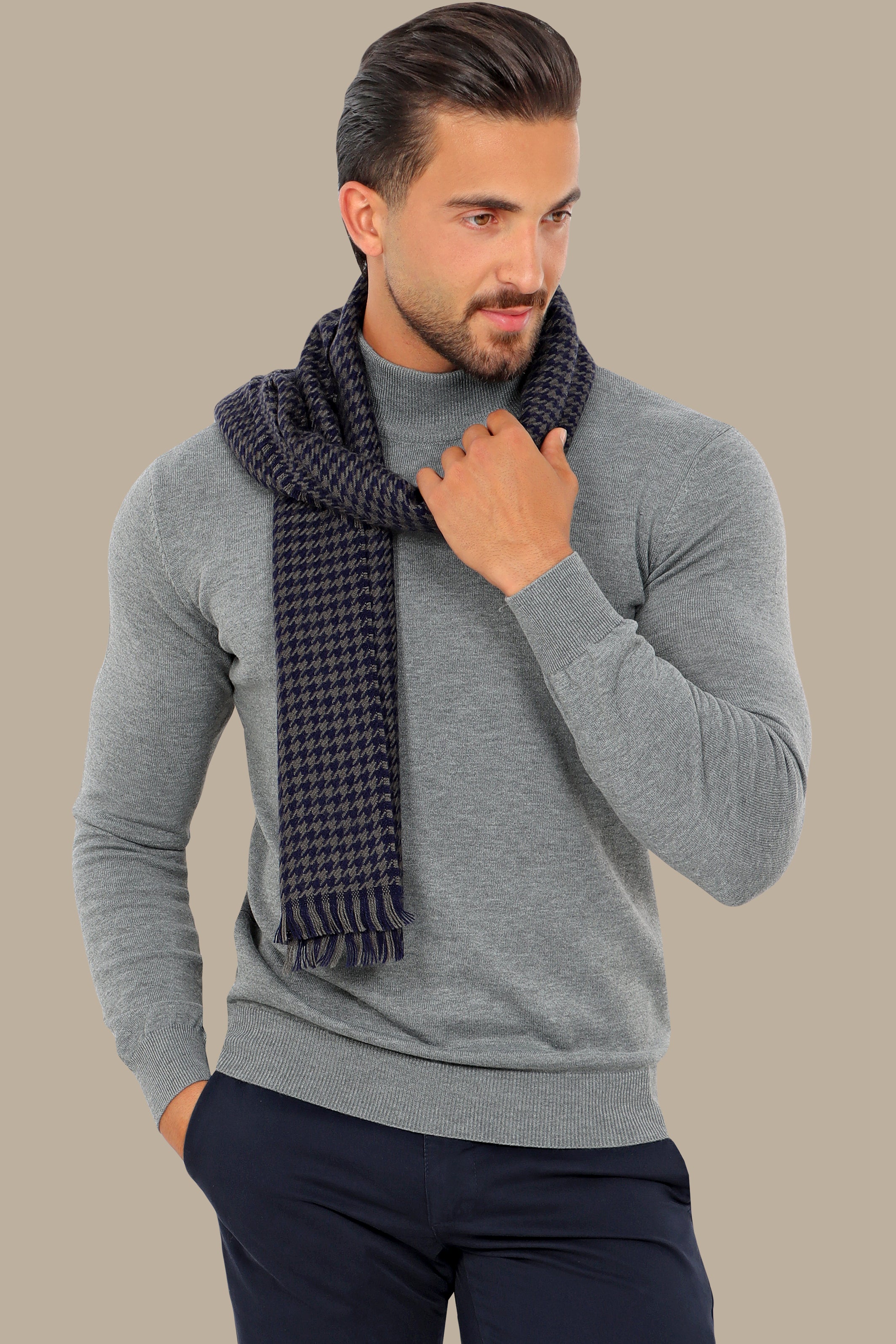 Grey High Neck Basic Sweater