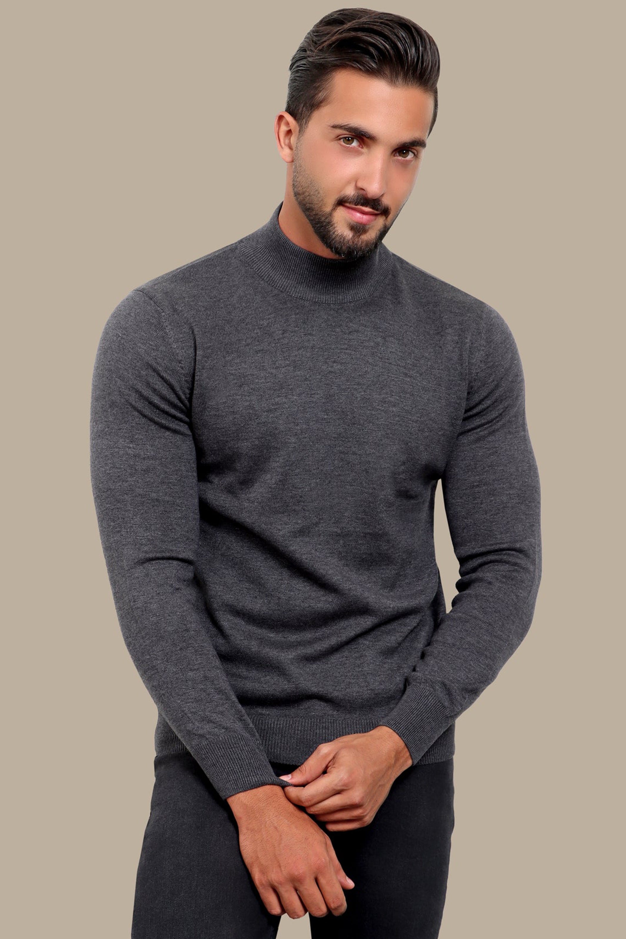 Sweater high Neck Basic | Dark Grey