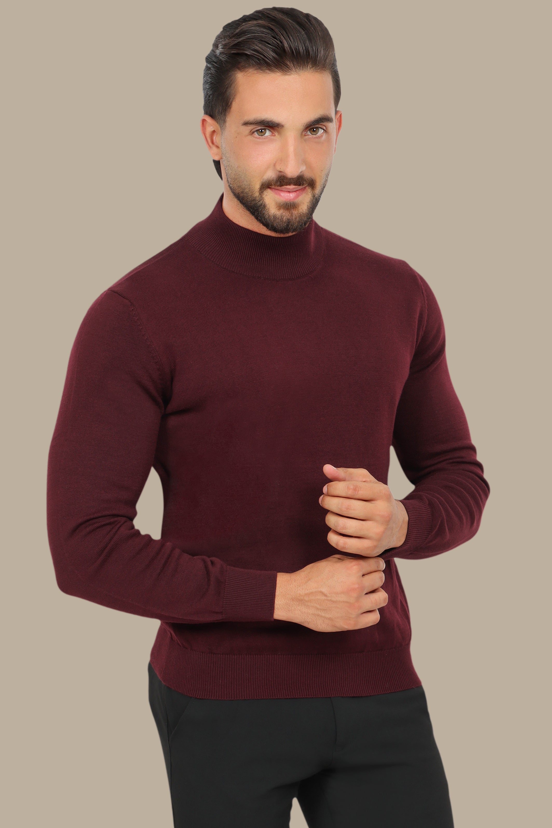 Sweater High Neck Basic | Burgundy