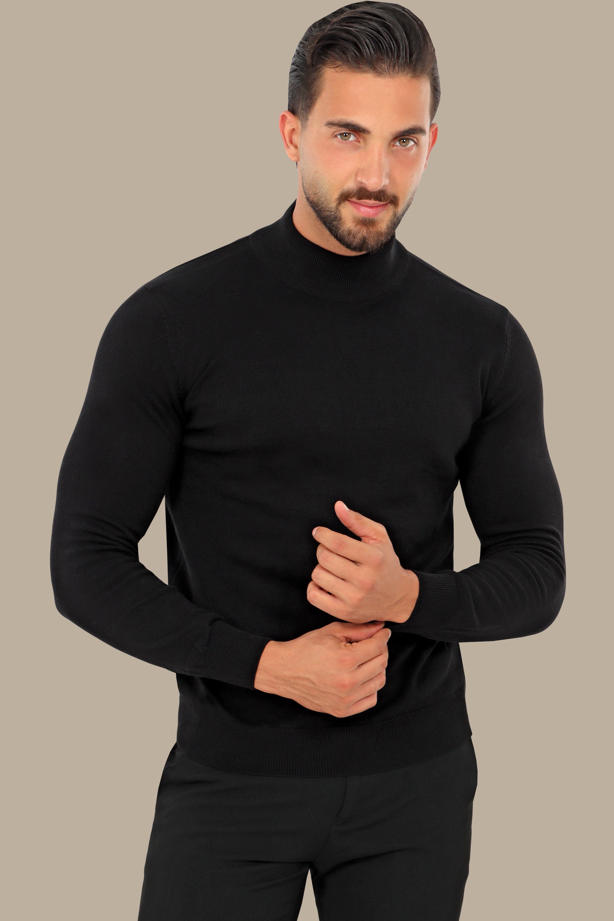 Black Elegance: High Neck Basic Sweater