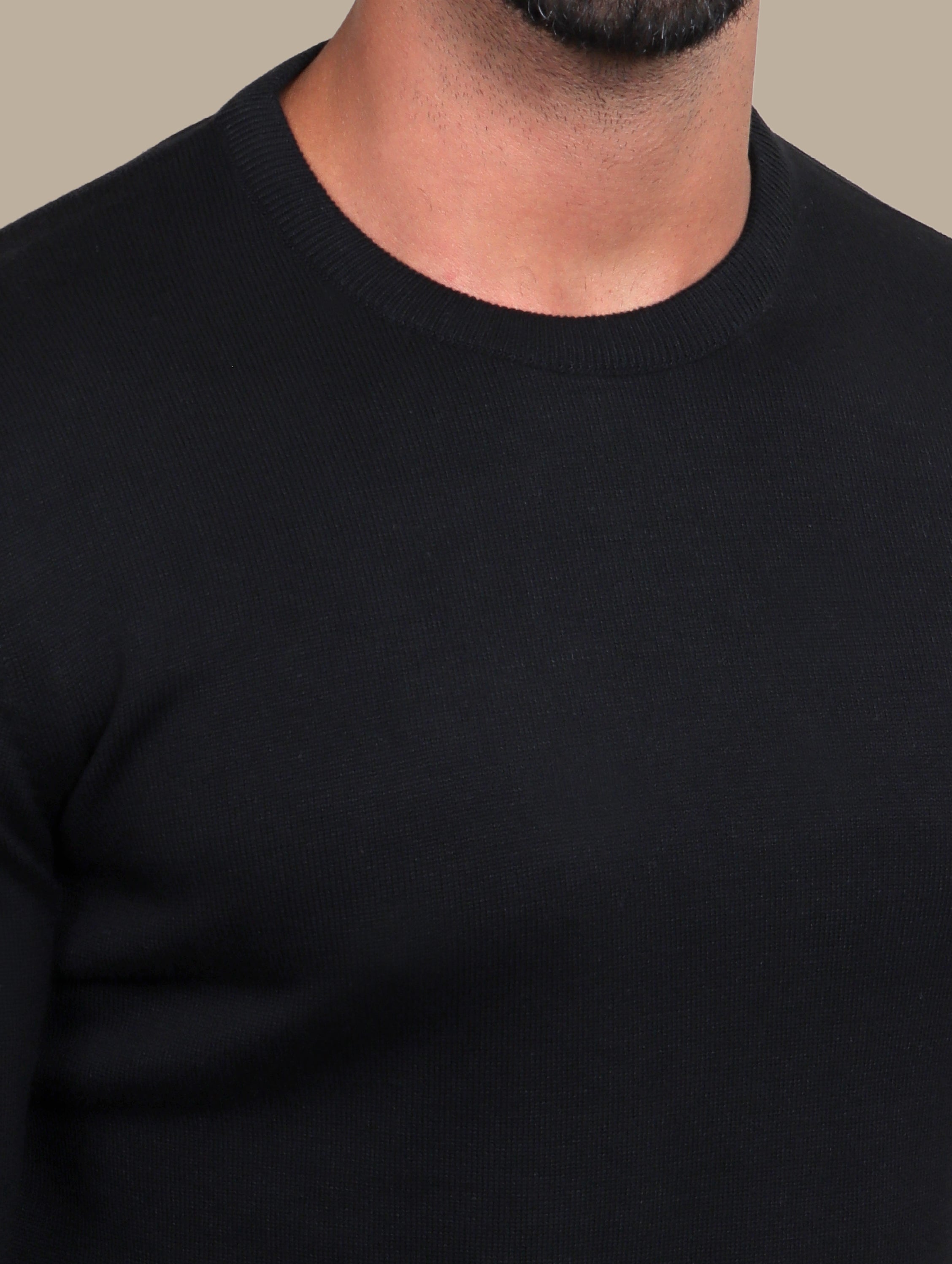 Black R-Neck Basic  Sweater