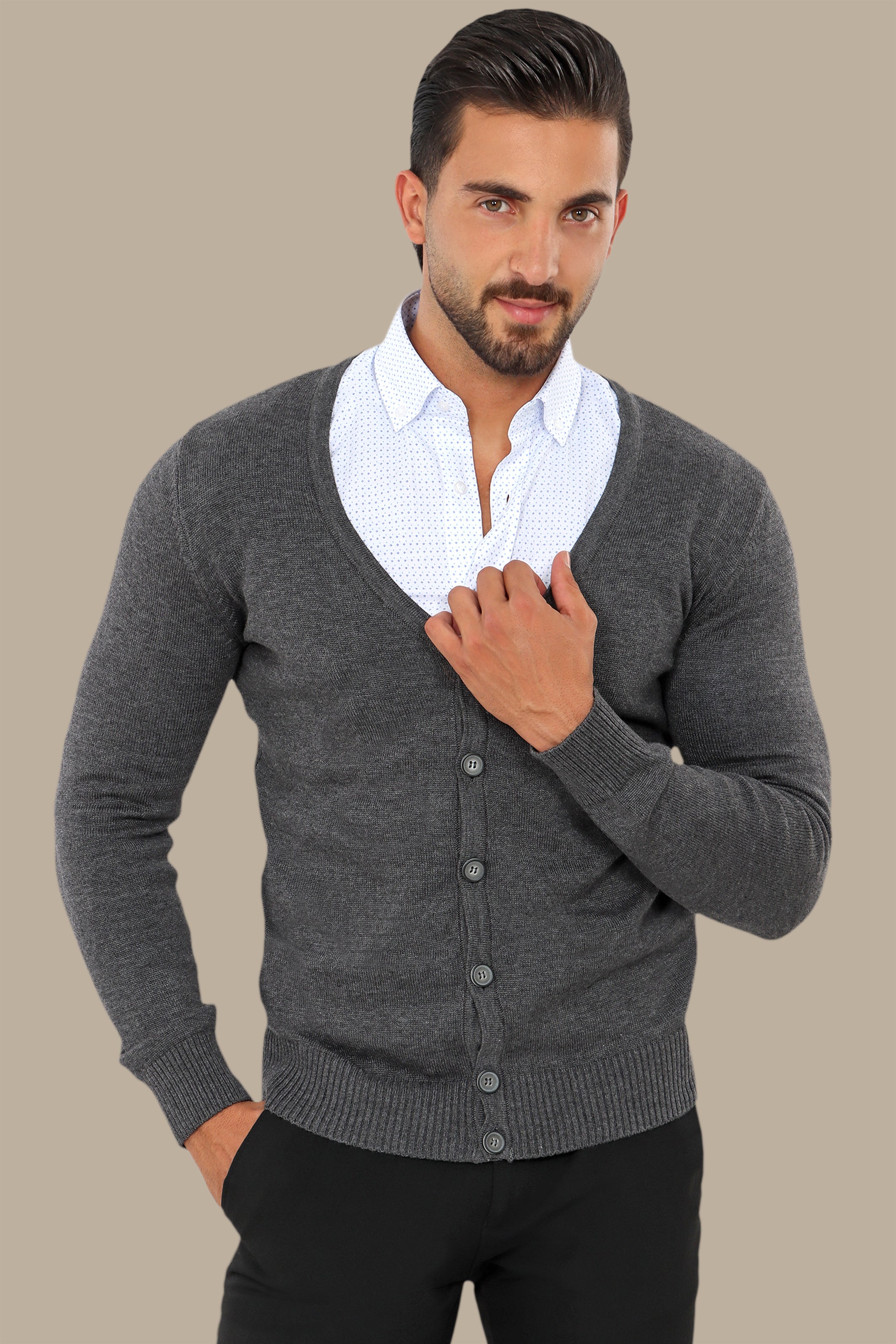 Plain Dark Grey Cardigan