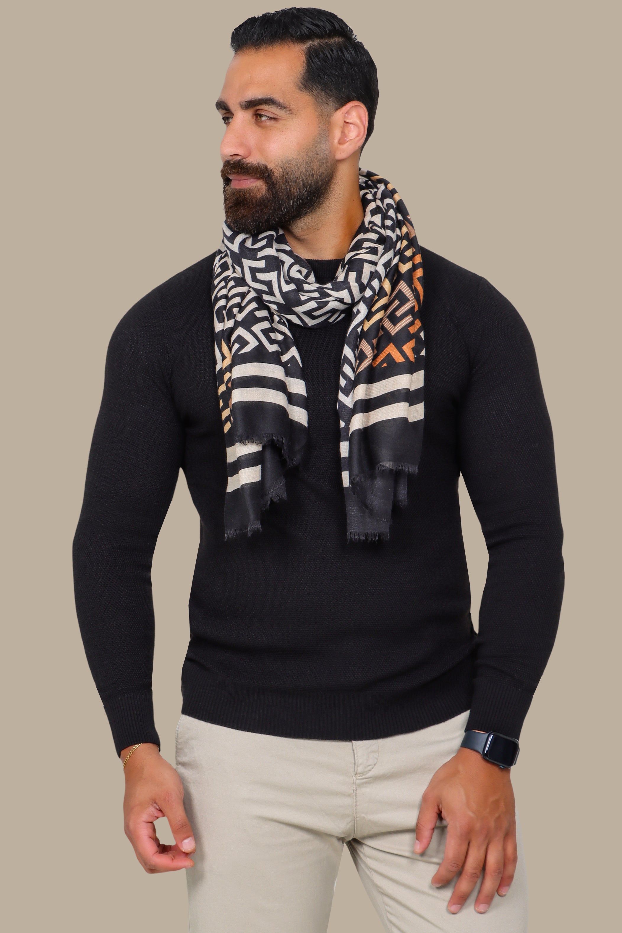 Black Round Neck Structured Sweater