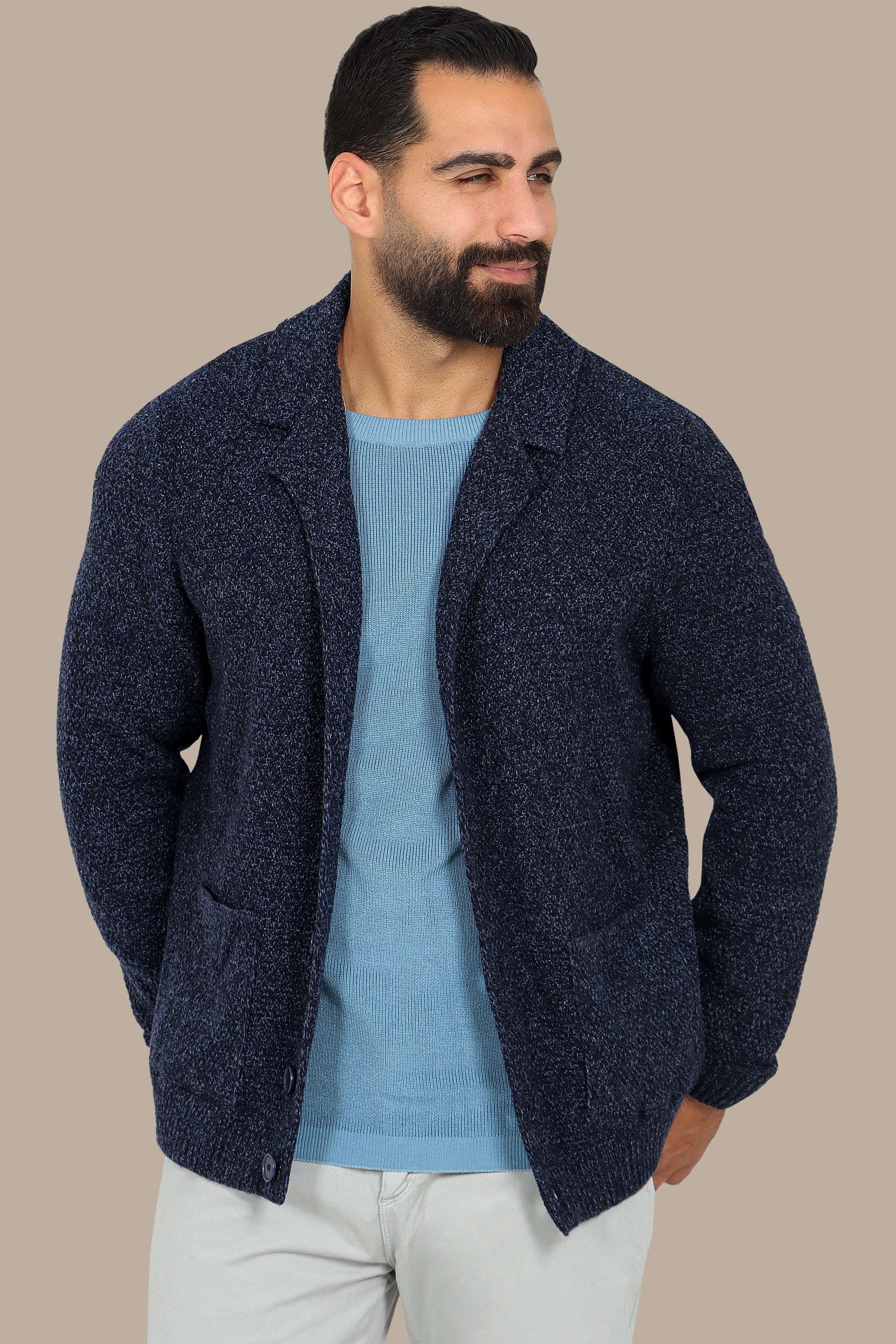 Soft Touch: Blue Mercerized Cotton Cardigan