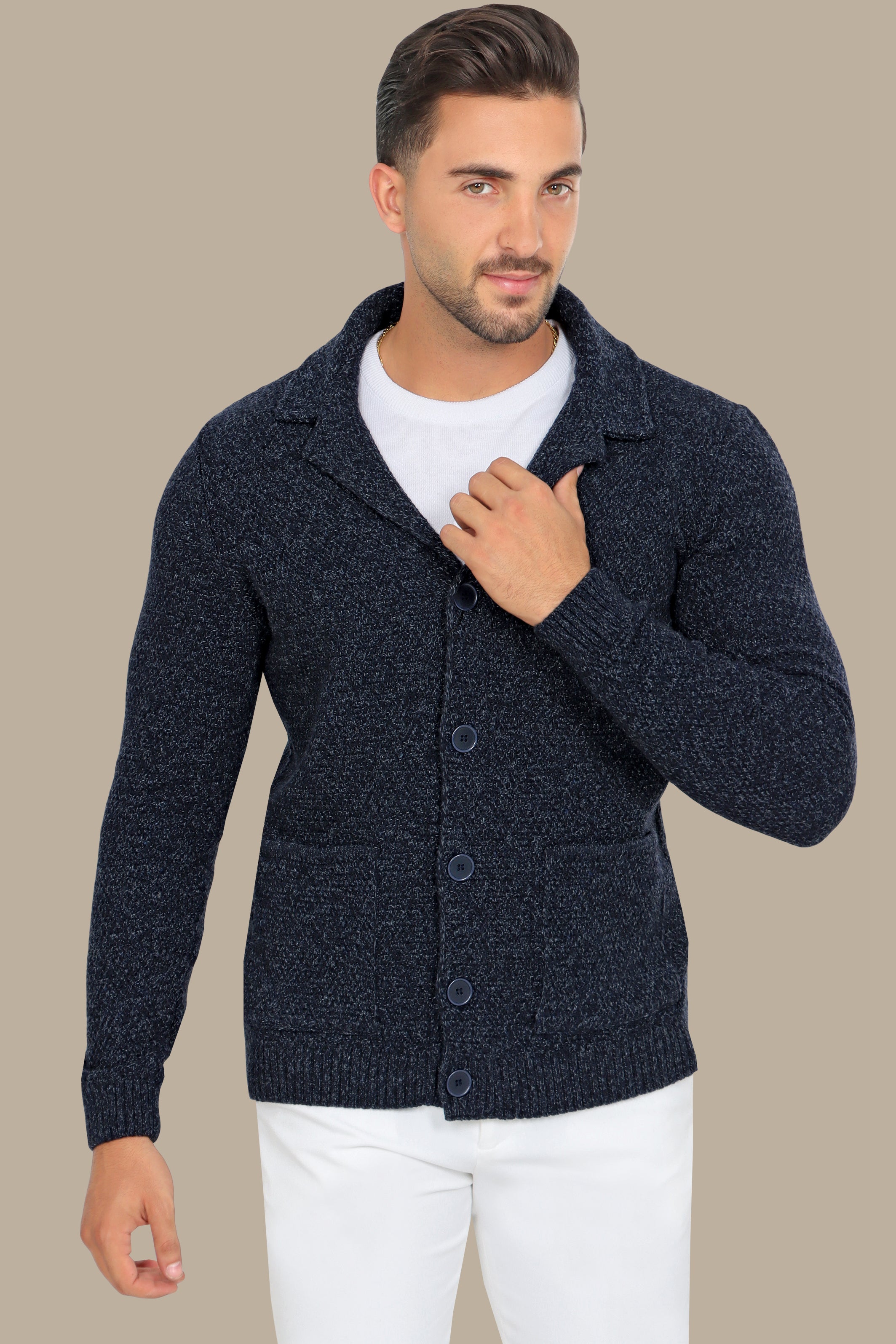 Soft Touch: Blue Mercerized Cotton Cardigan