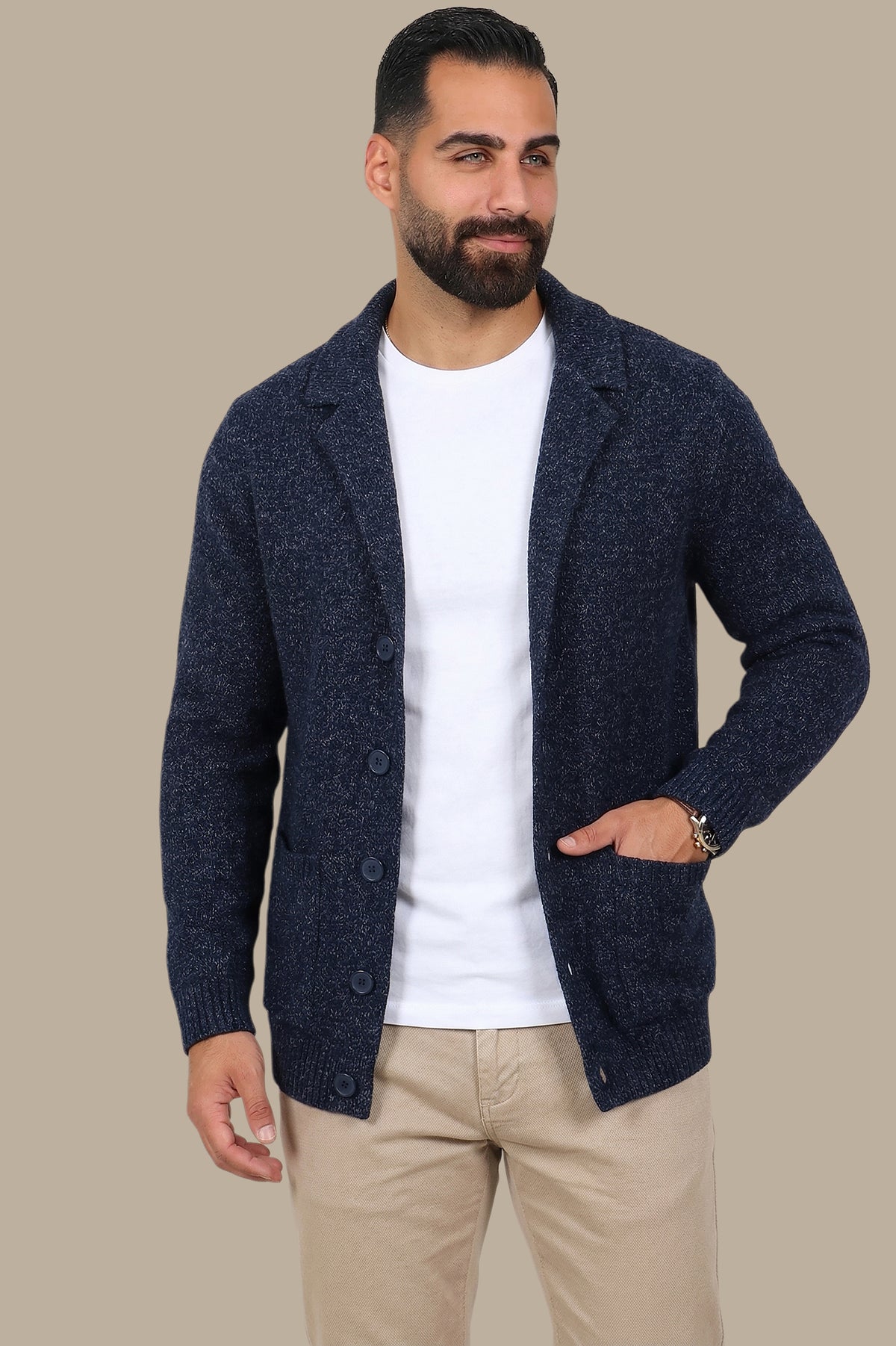 Soft Touch: Blue Mercerized Cotton Cardigan