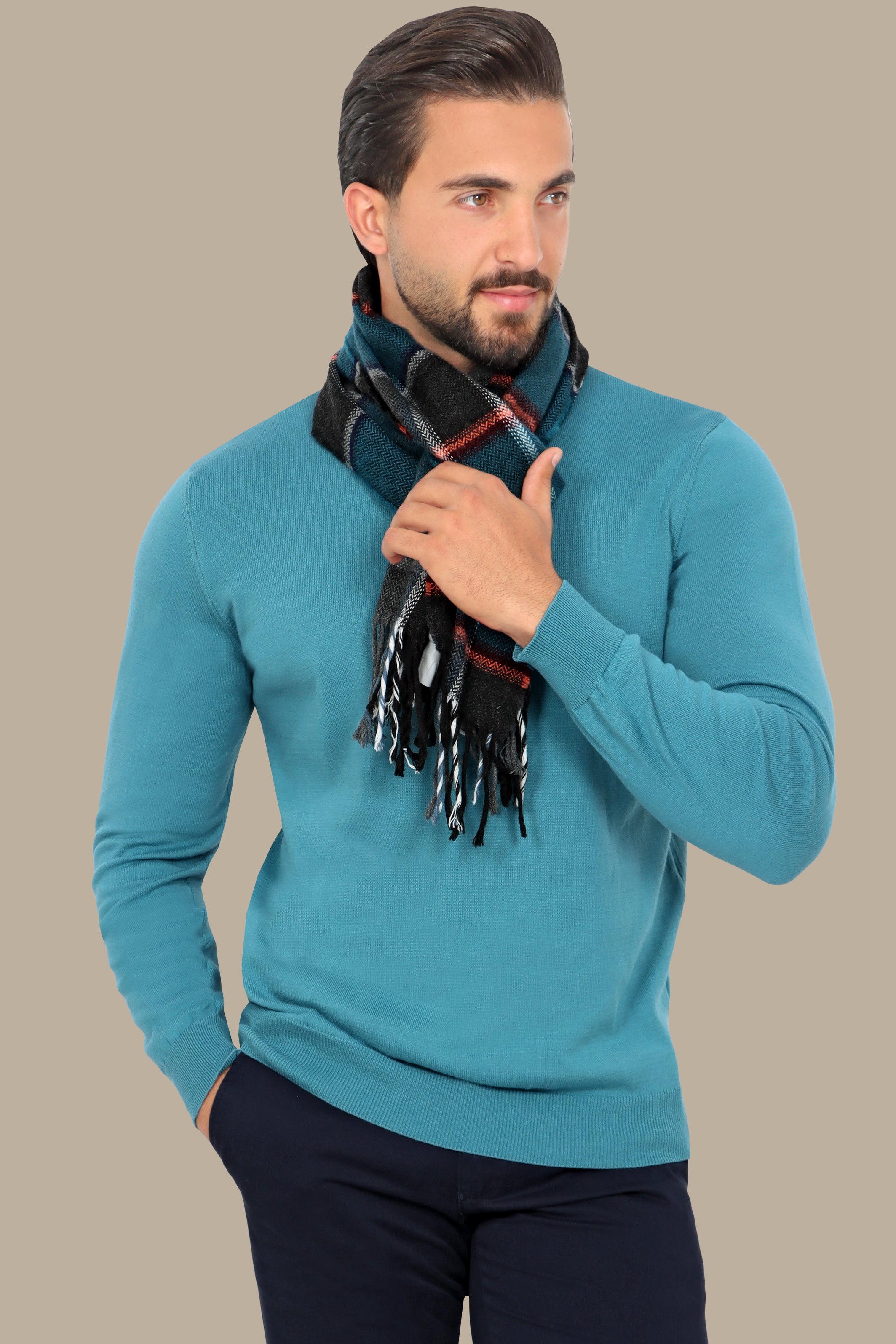 Essential Comfort: Turquoise Basic Round Neck Sweater